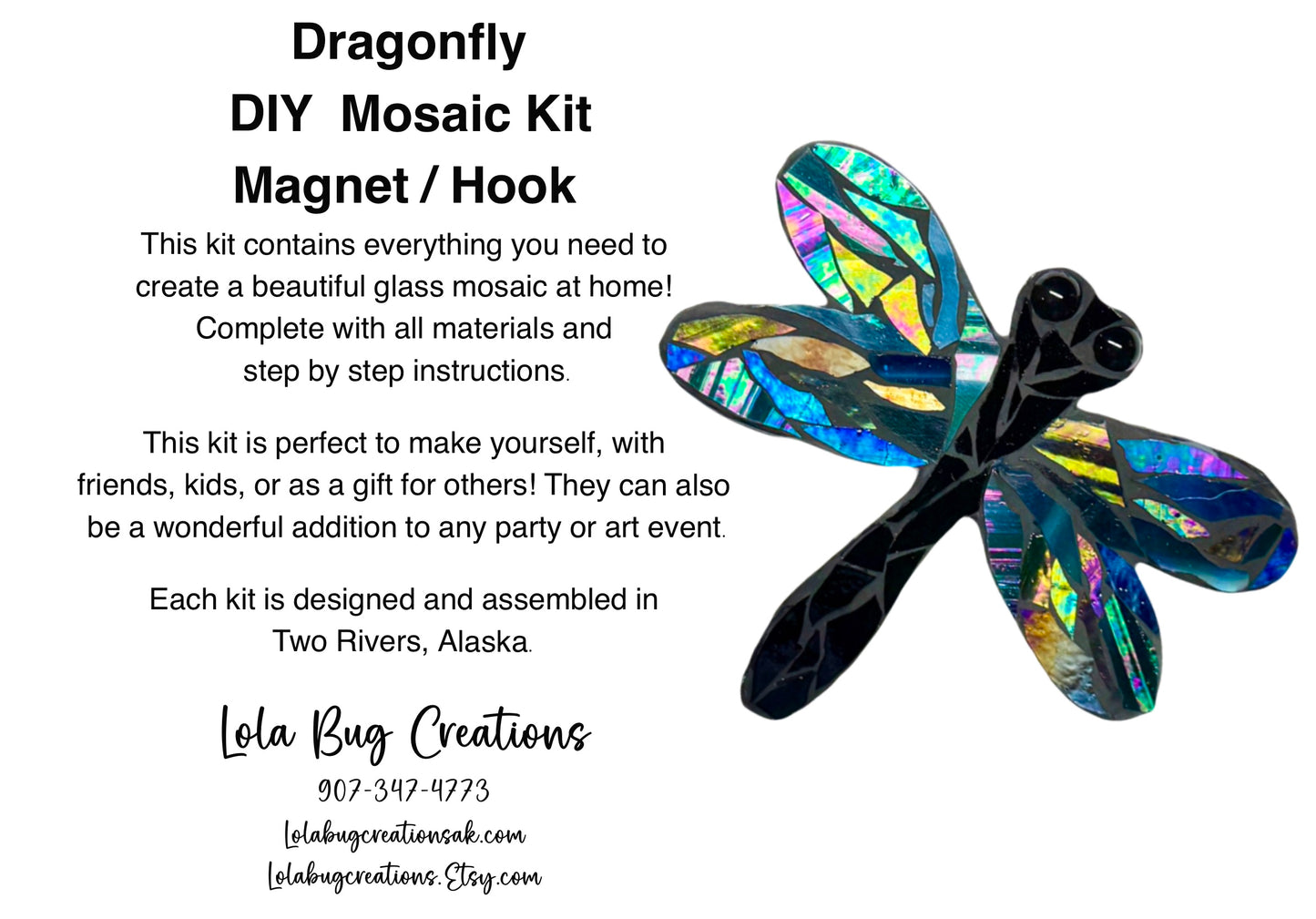 Dragonfly - Magnet/ Hanging Glass Mosaic Kit - DIY- Make it yourself