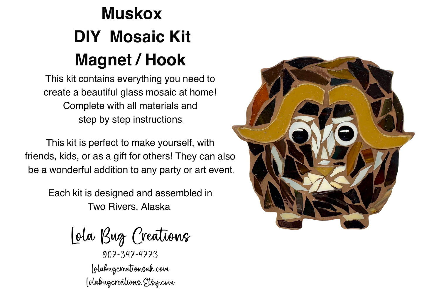 Muskox- Magnet/ Hanging Glass Mosaic Kit - DIY- Make it yourself