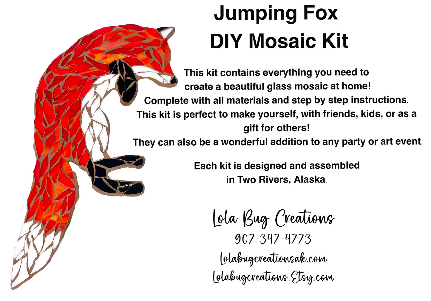 Jumping Fox- Glass Mosaic Kit - DIY-Do it yourself- Make it yourself