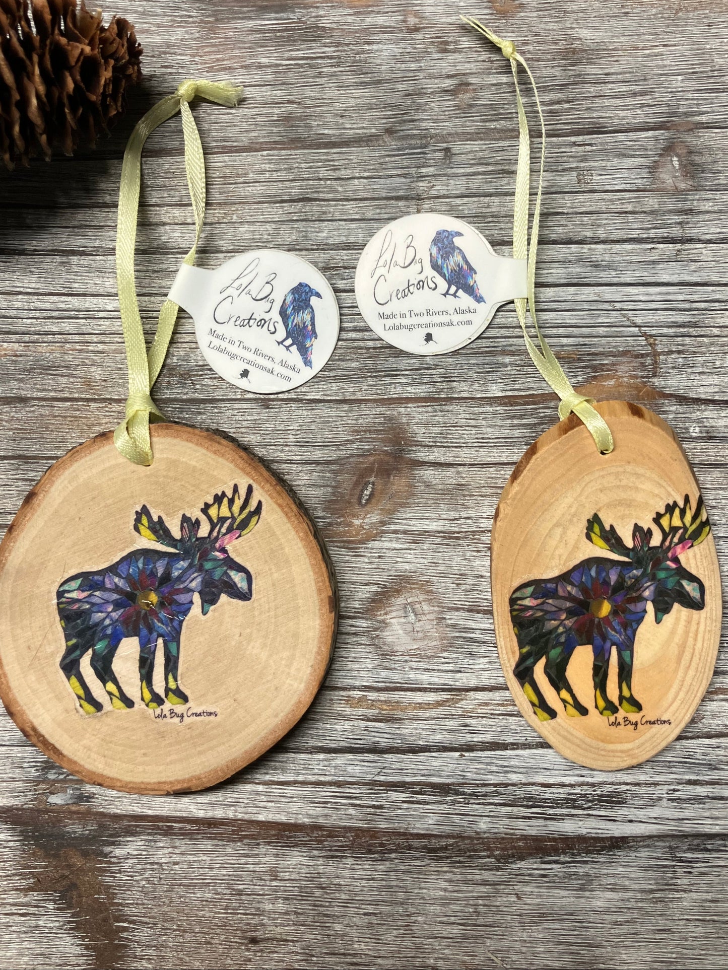 Rainbow Moose Birch Ornament