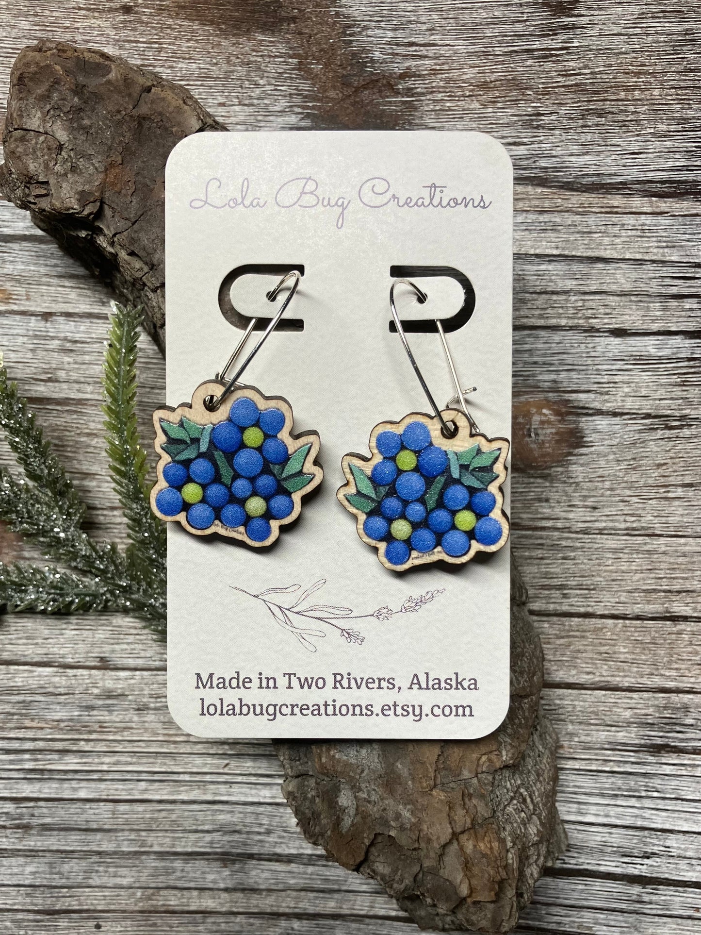 Forget-Me-Not Wood Earrings