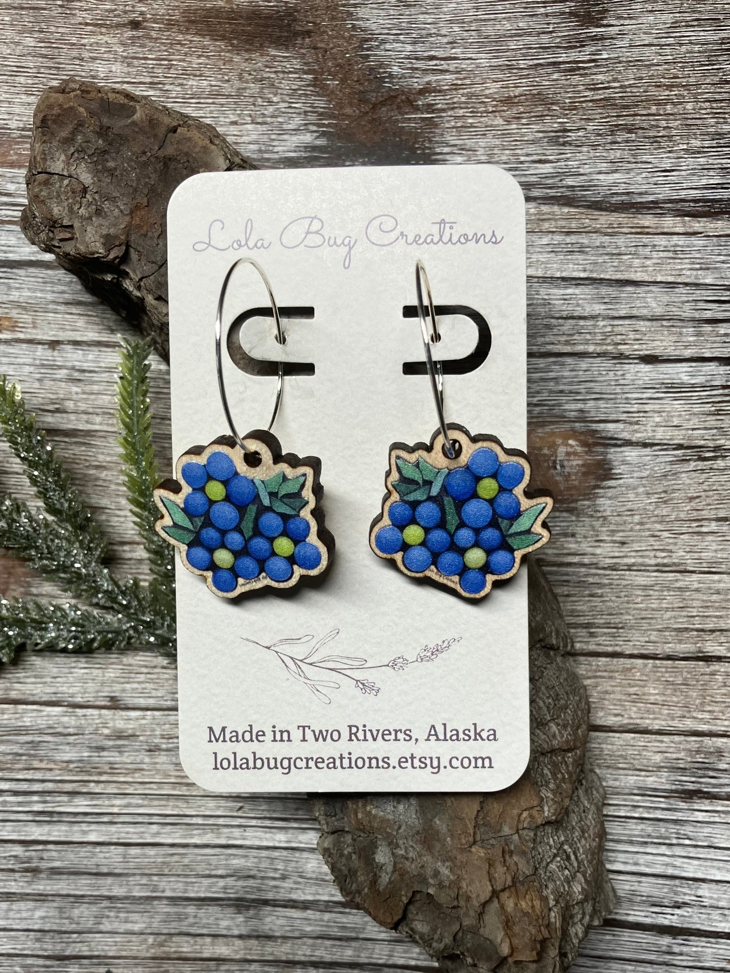 Forget-Me-Not Wood Earrings