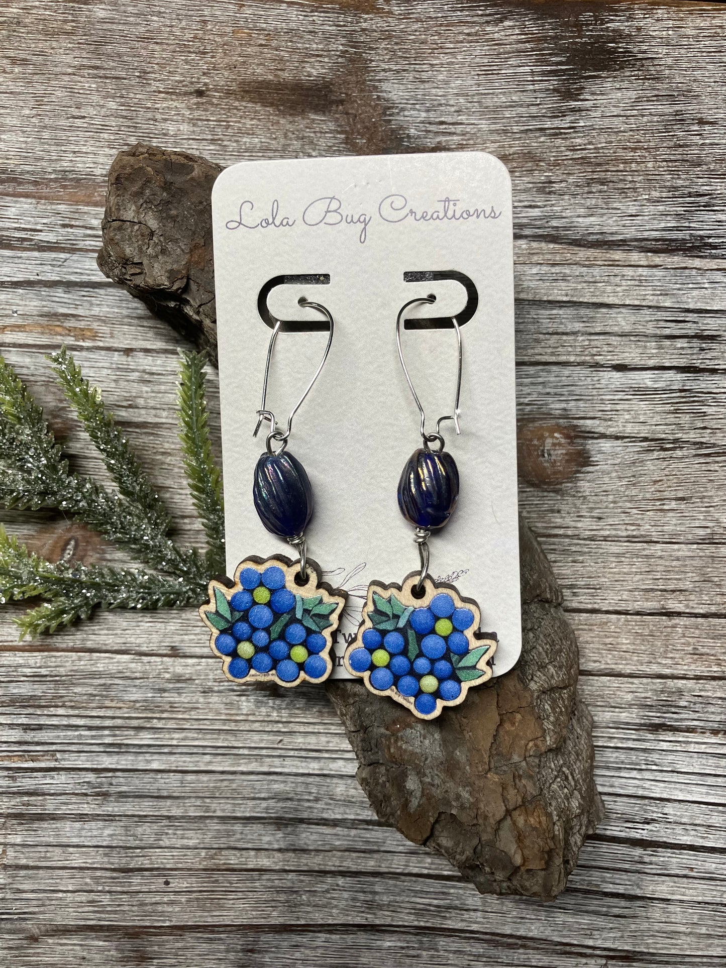Forget-Me-Not Wood Earrings