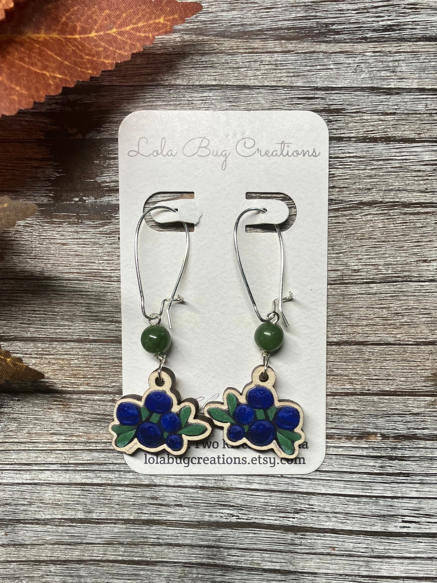 Blueberries Wood Earrings