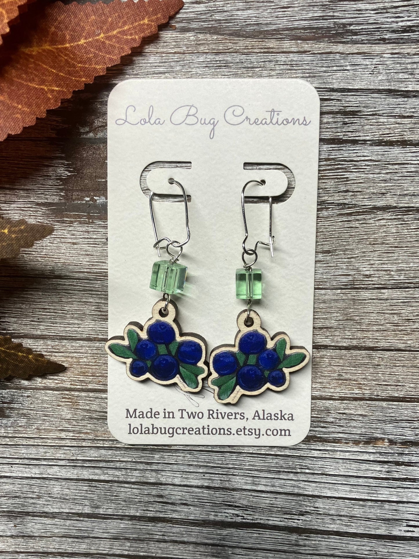 Blueberries Wood Earrings