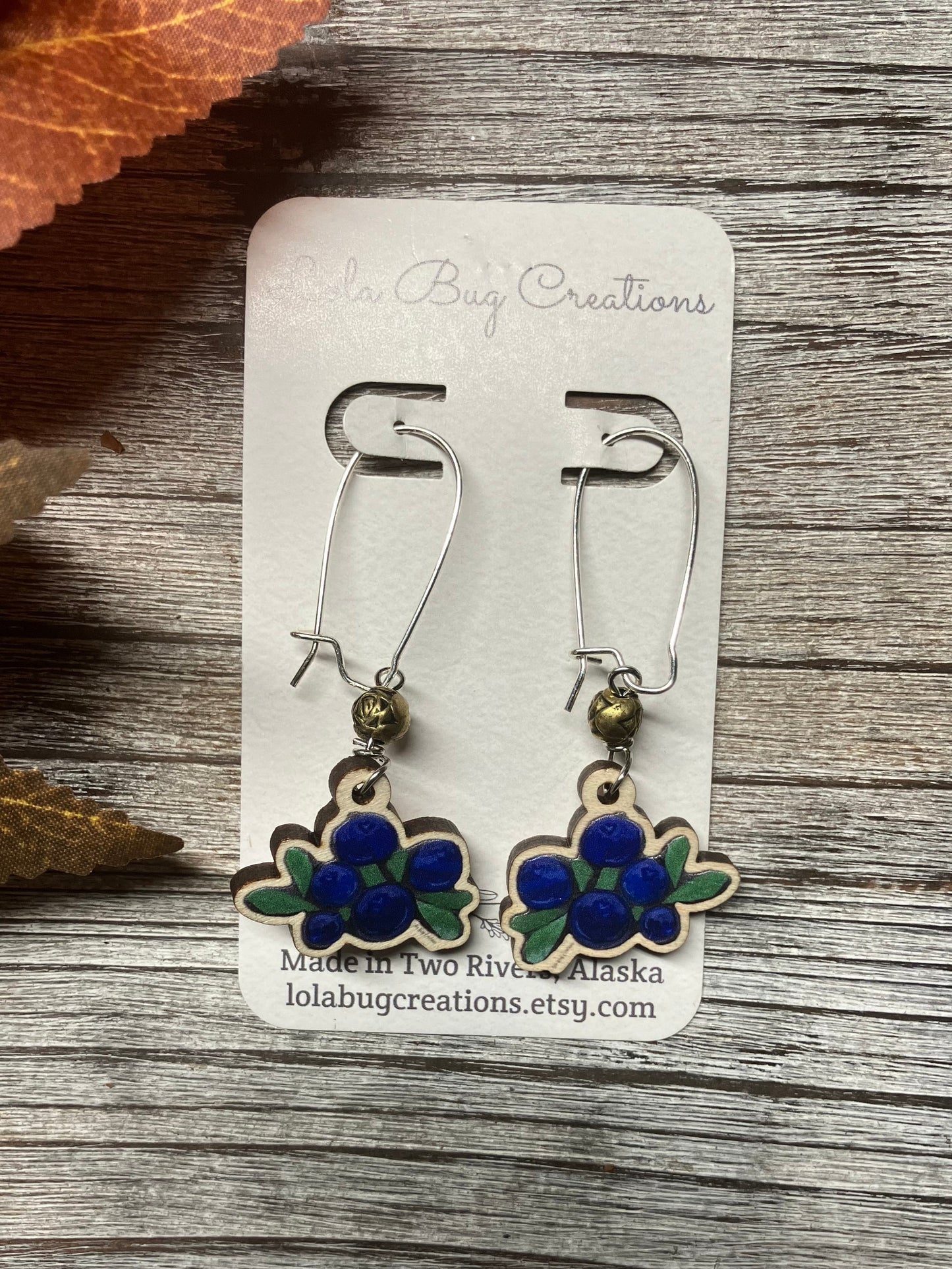 Blueberries Wood Earrings