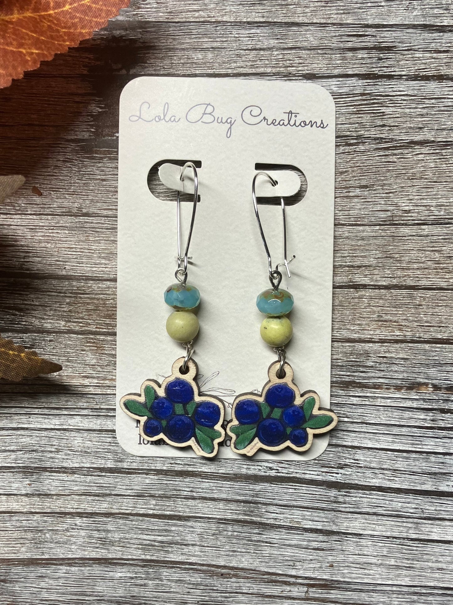 Blueberries Wood Earrings