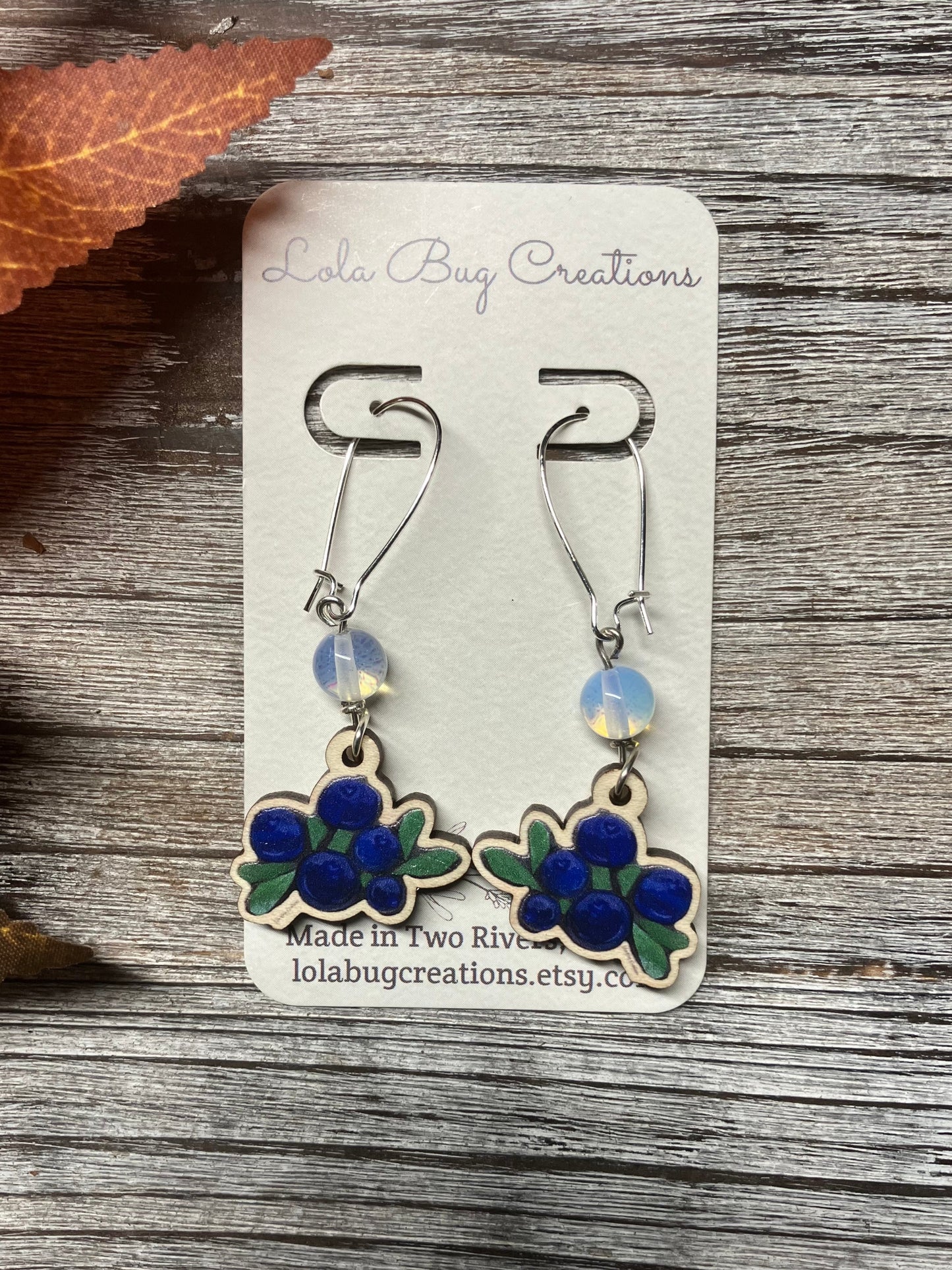 Blueberries Wood Earrings