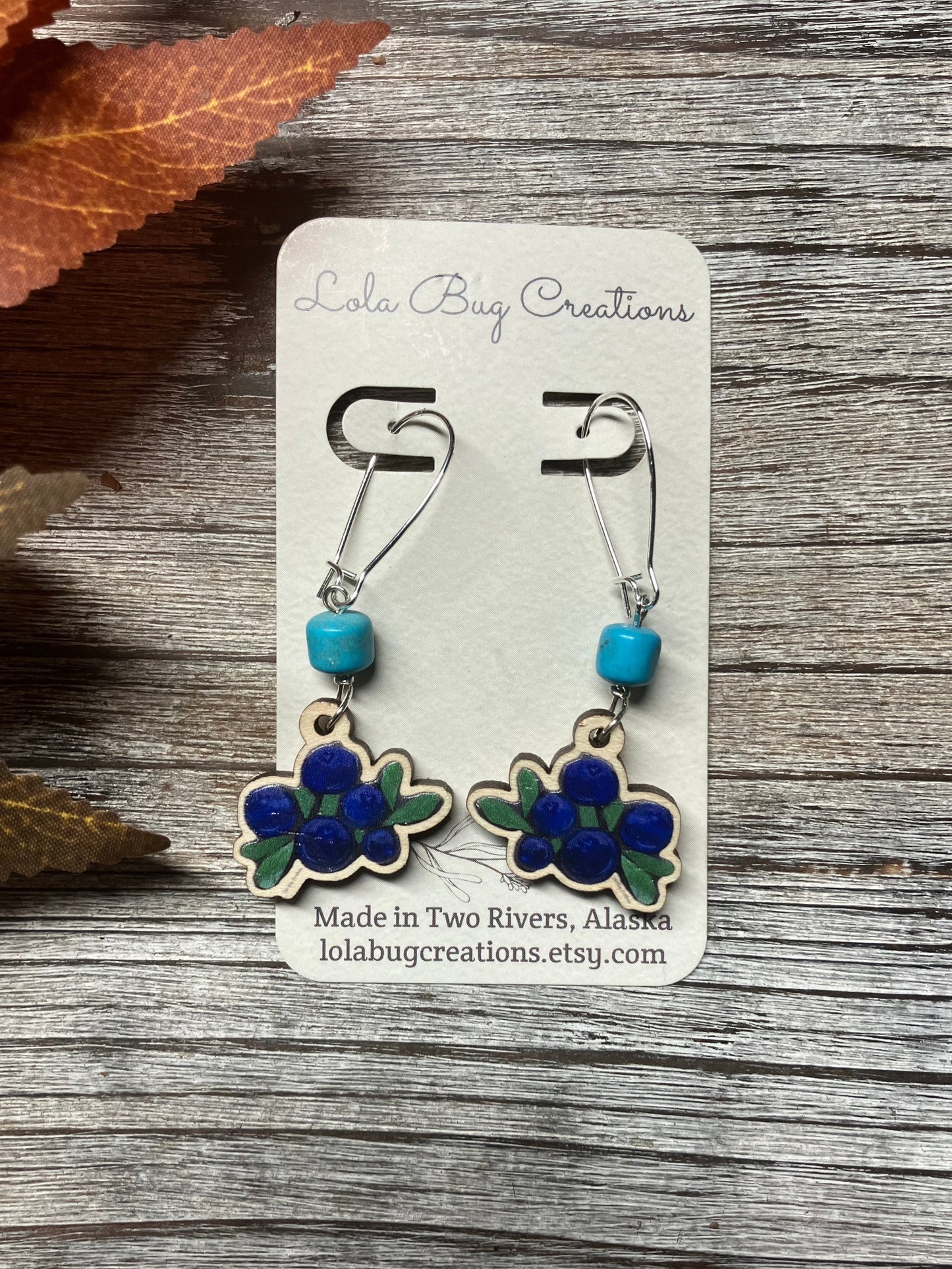 Blueberries Wood Earrings