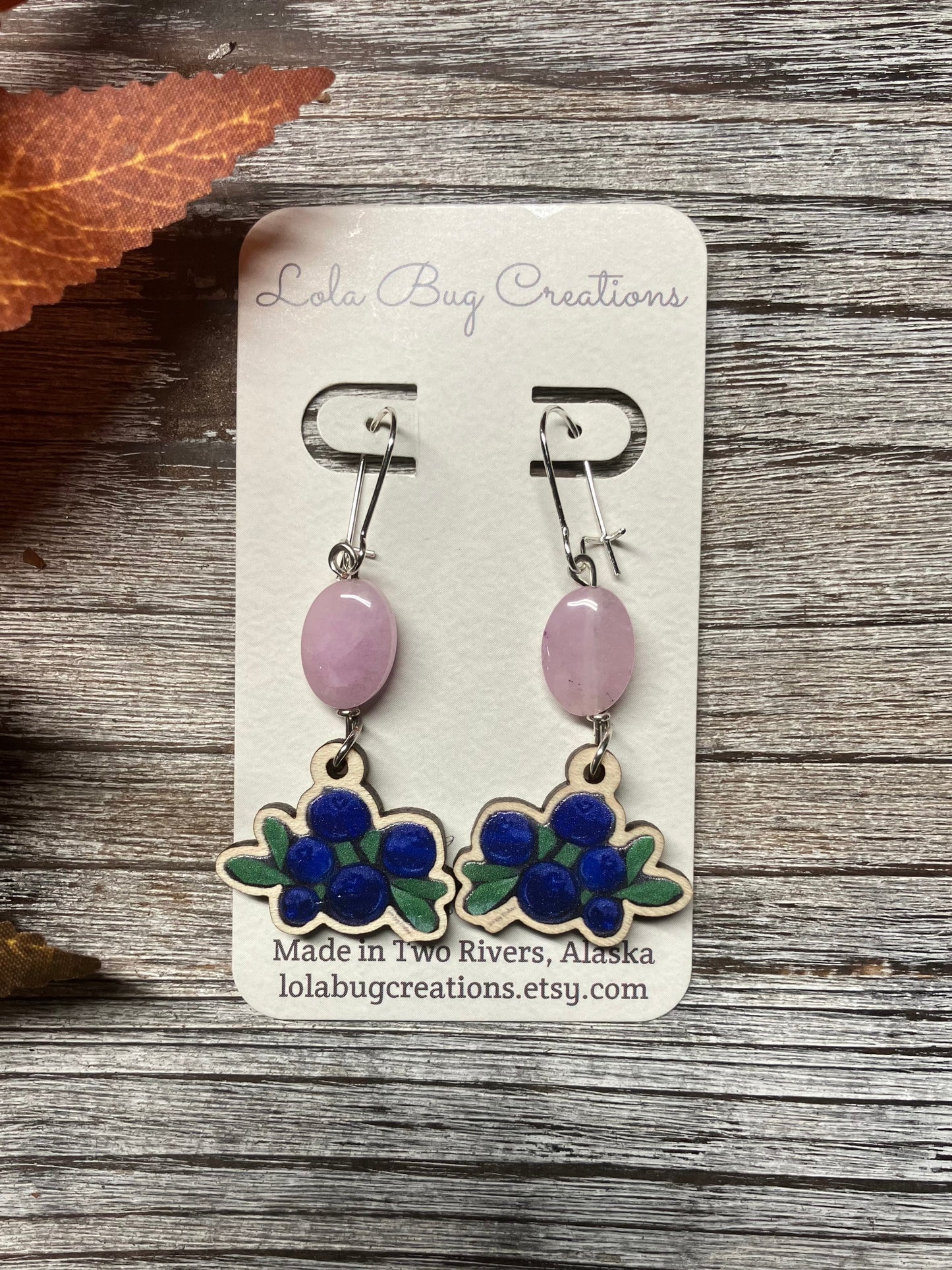 Blueberries Wood Earrings