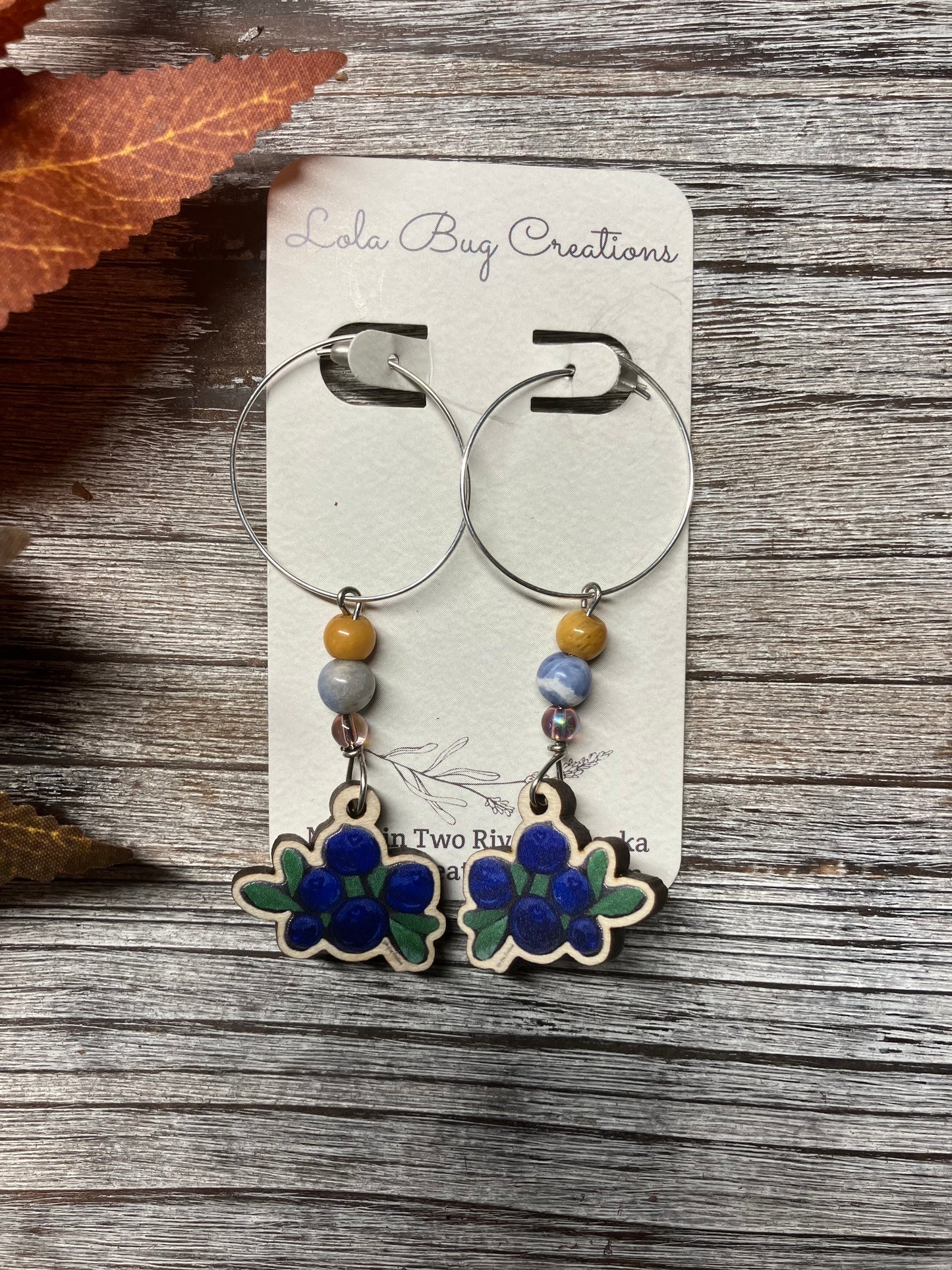 Blueberries Wood Earrings