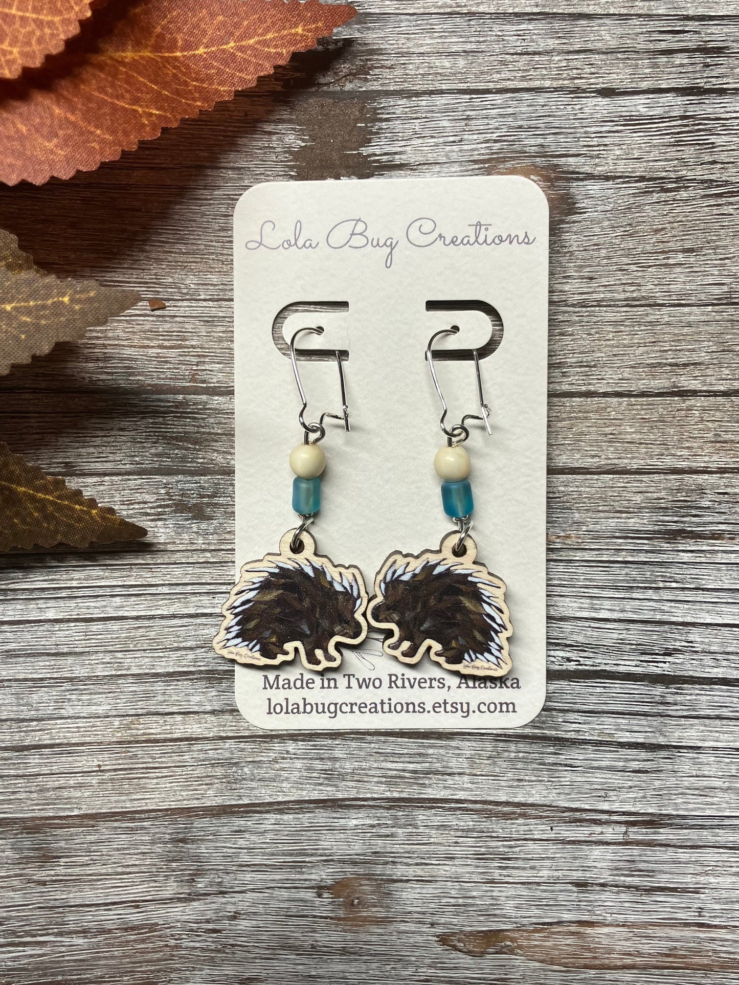 Porcupine Wood Earrings