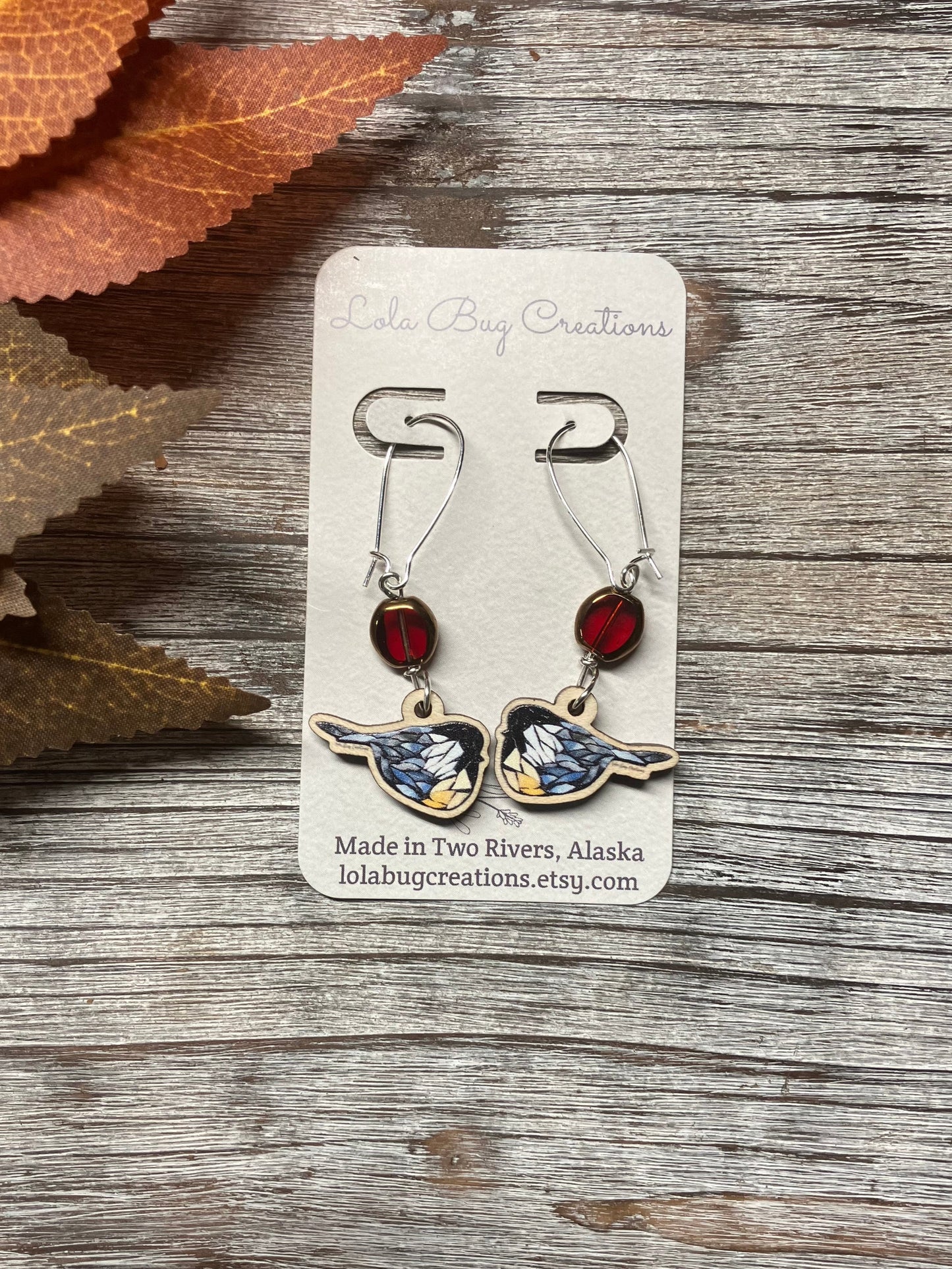 Chickadee Wood Earrings