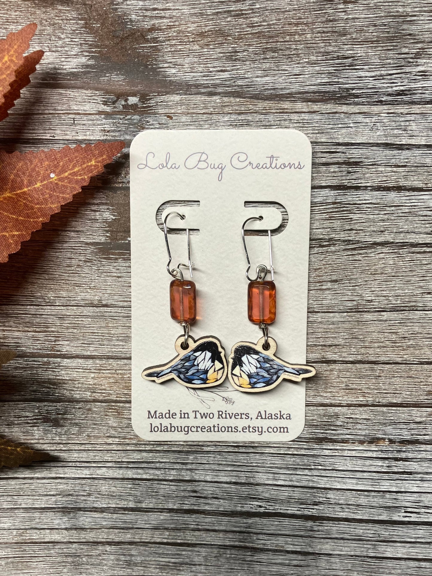 Chickadee Wood Earrings