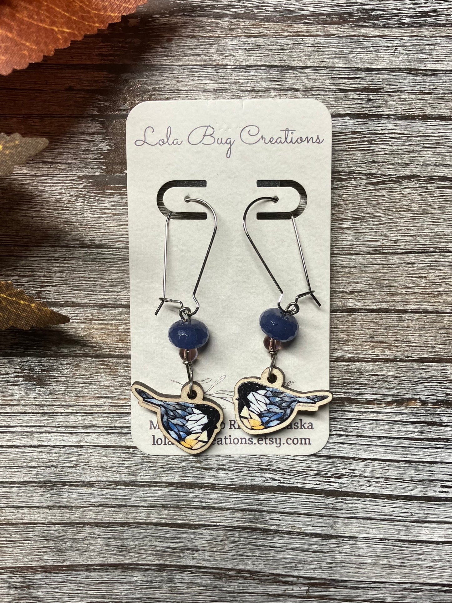 Chickadee Wood Earrings