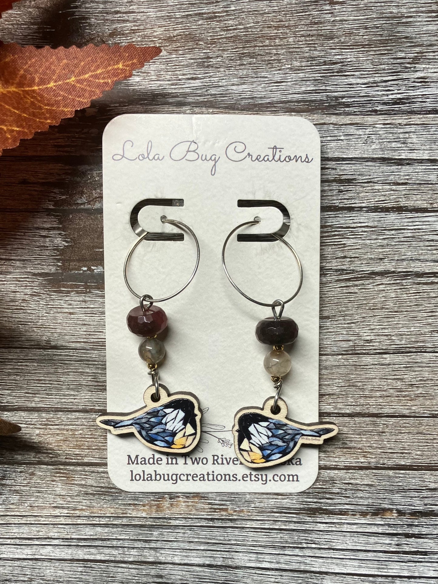 Chickadee Wood Earrings