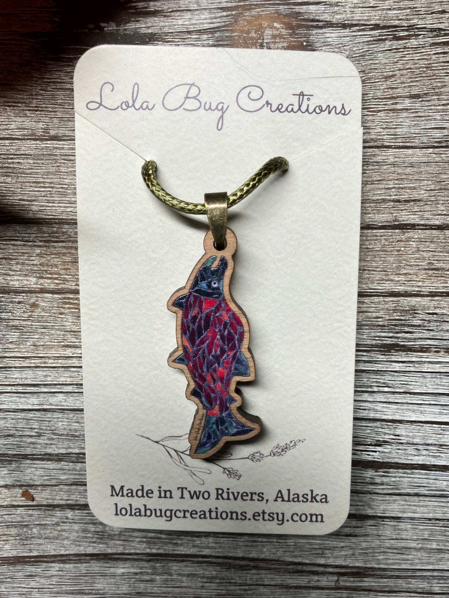 Salmon Wood Necklace