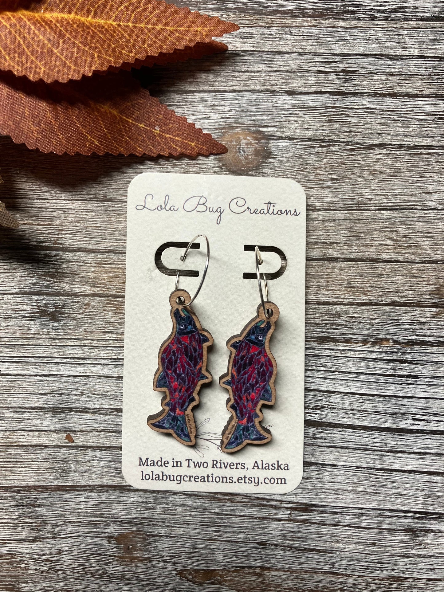 Salmon Wood Earrings