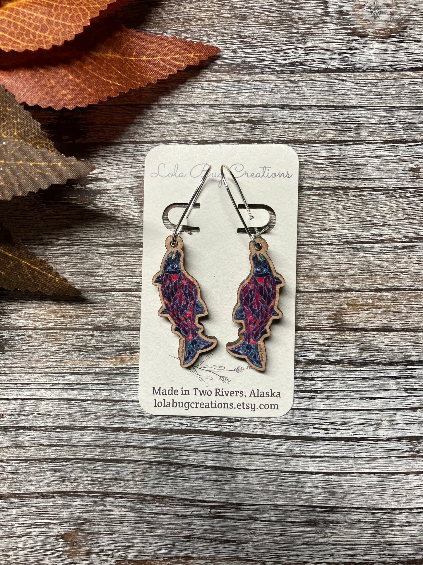 Salmon Wood Earrings