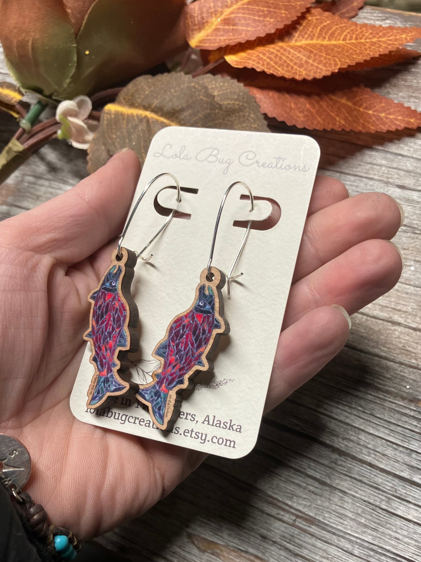 Salmon Wood Earrings