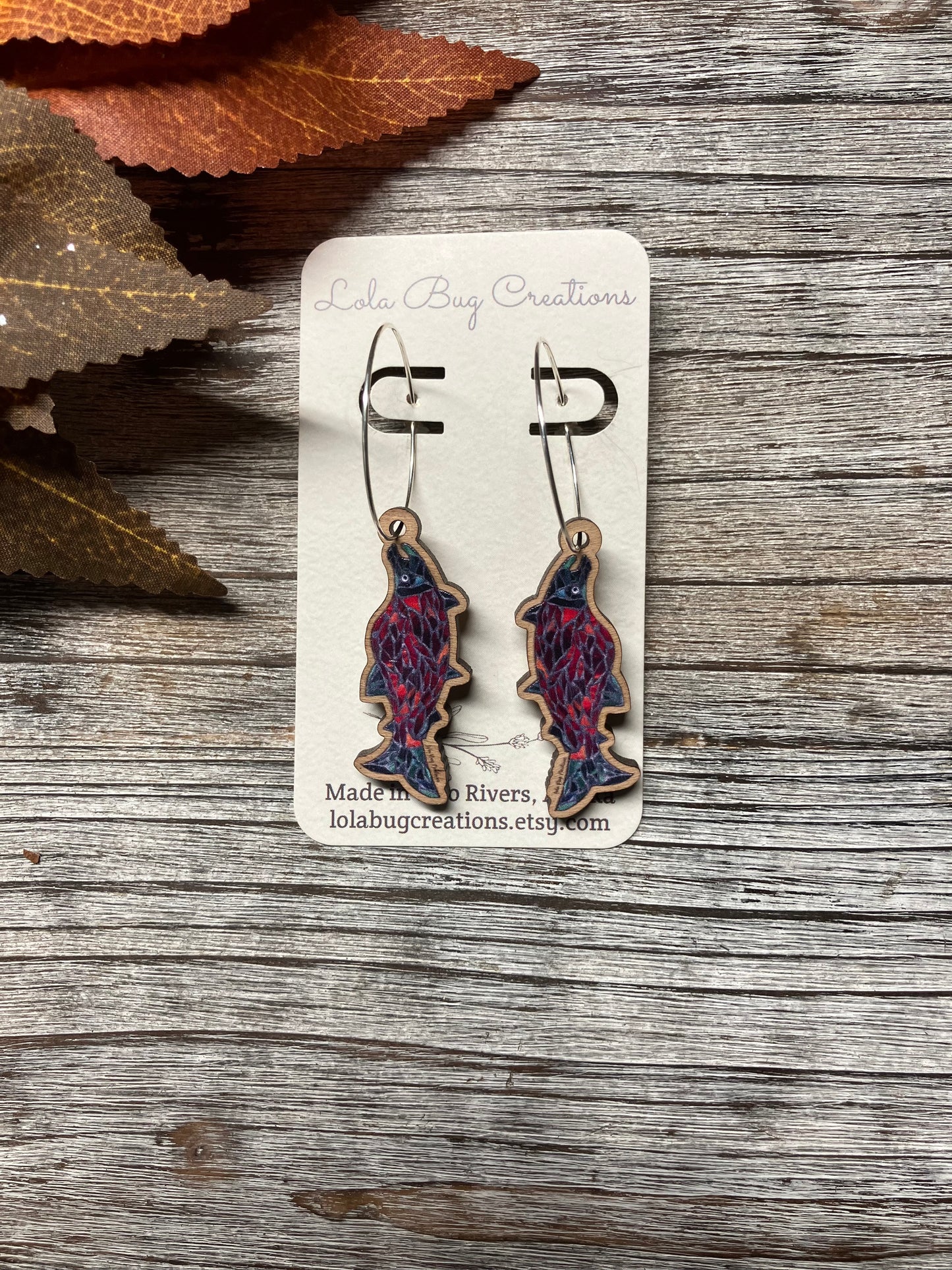 Salmon Wood Earrings