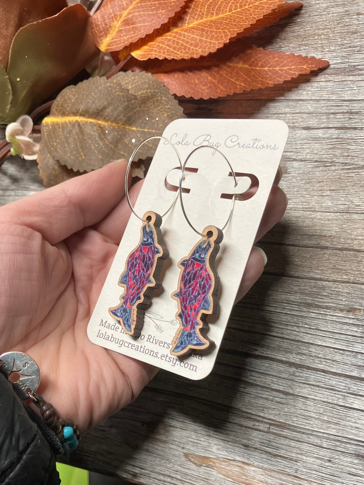 Salmon Wood Earrings