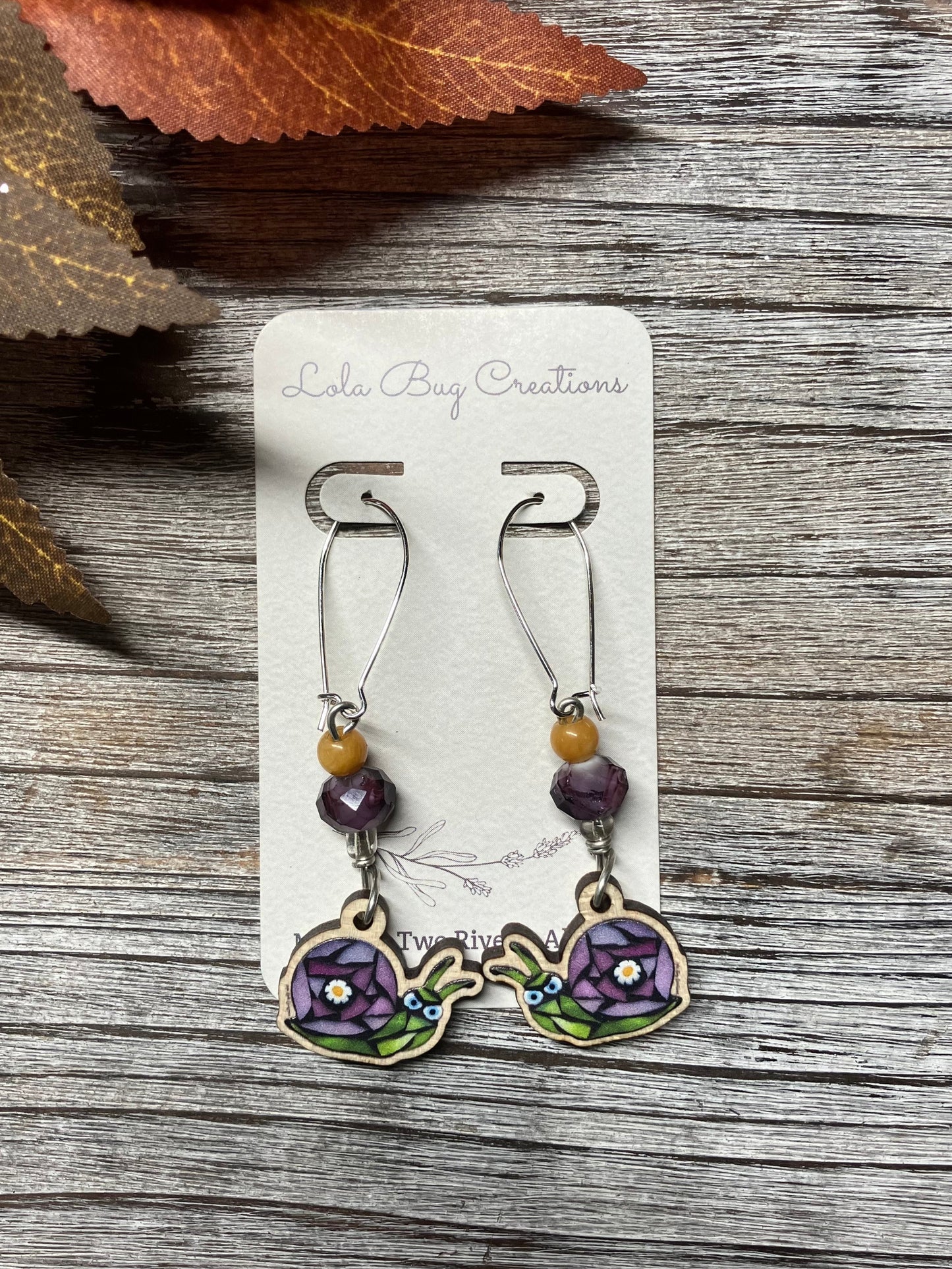 Suck It Snail Wood Earrings