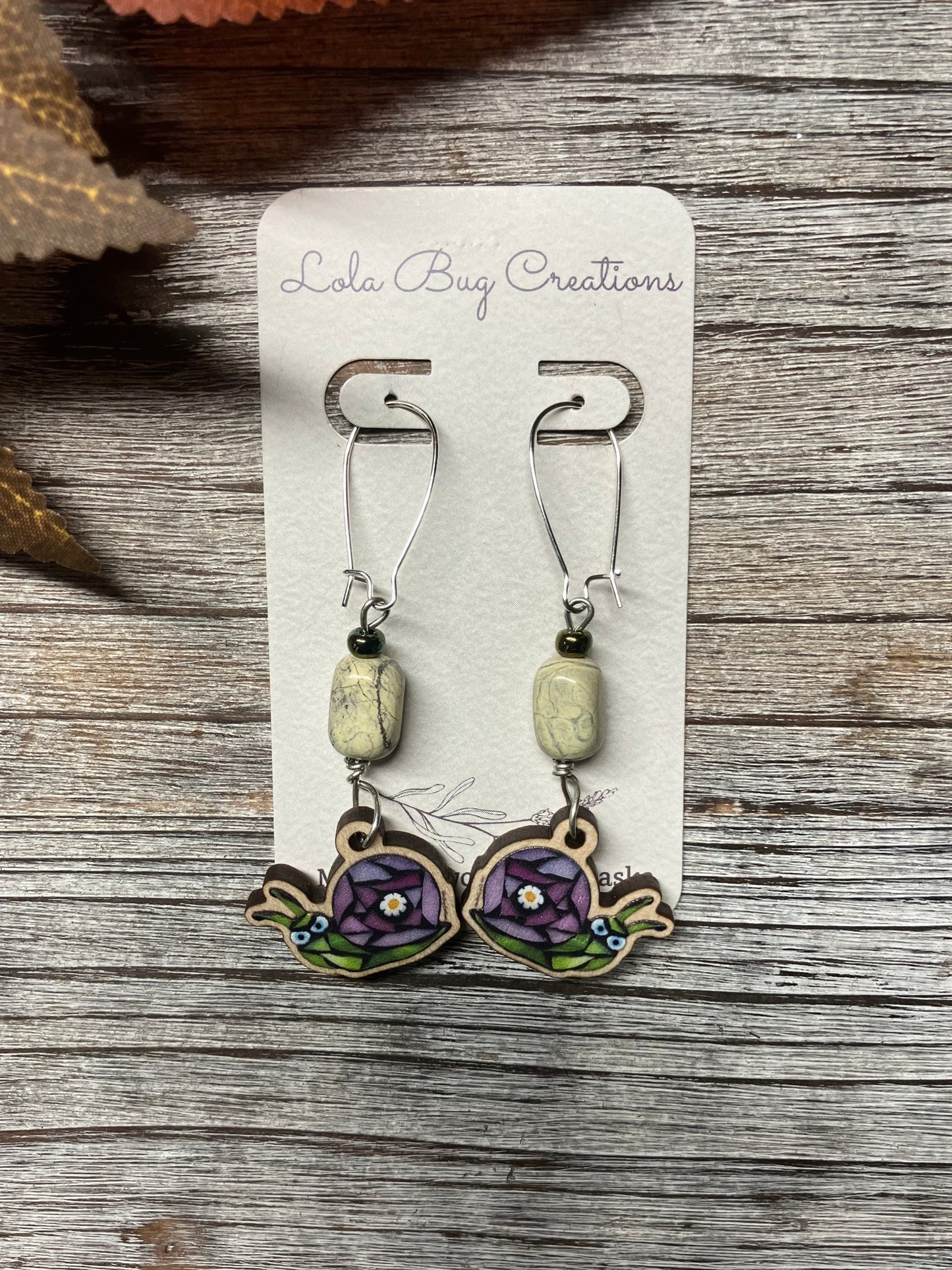 Suck It Snail Wood Earrings