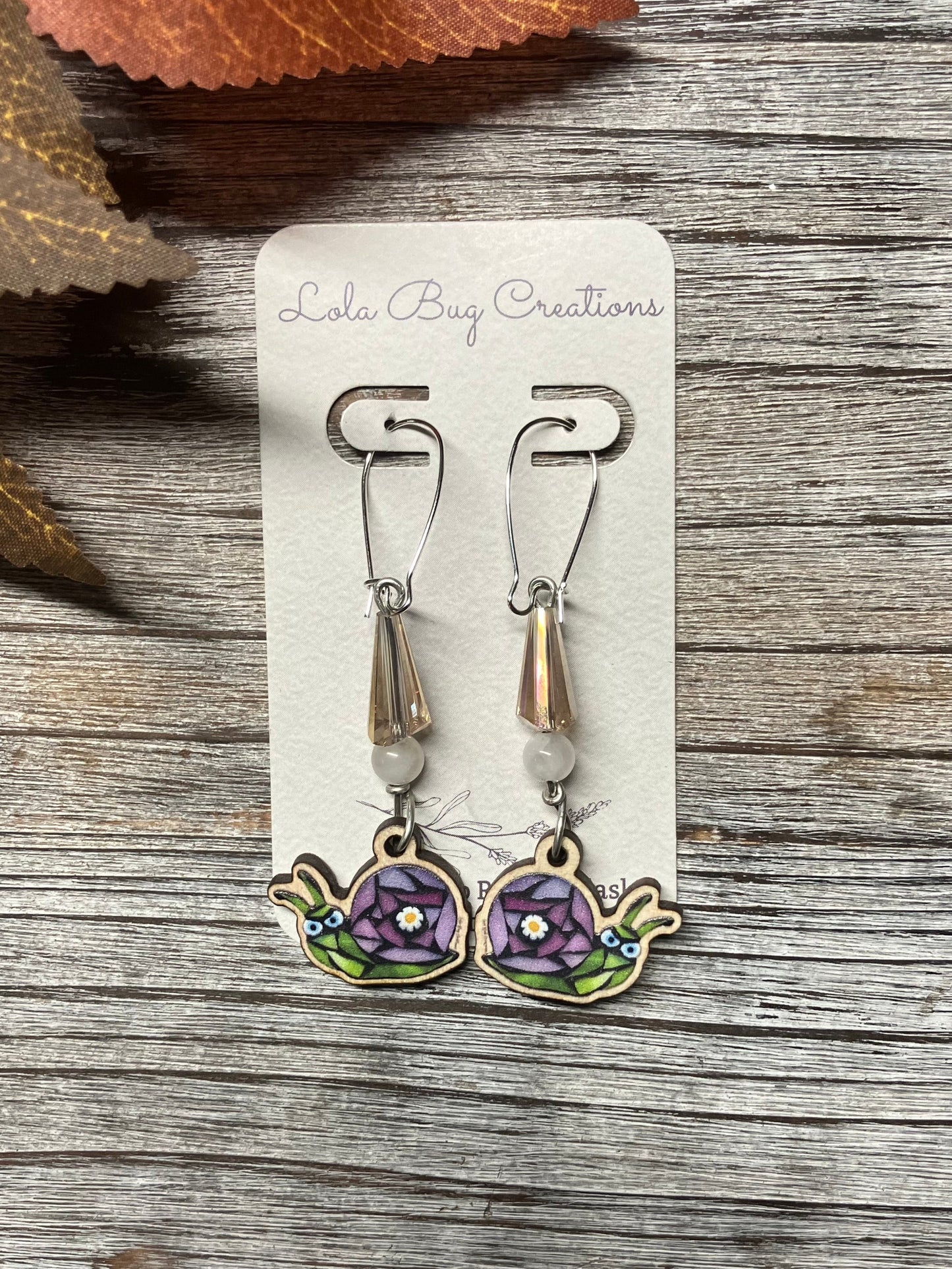 Suck It Snail Wood Earrings