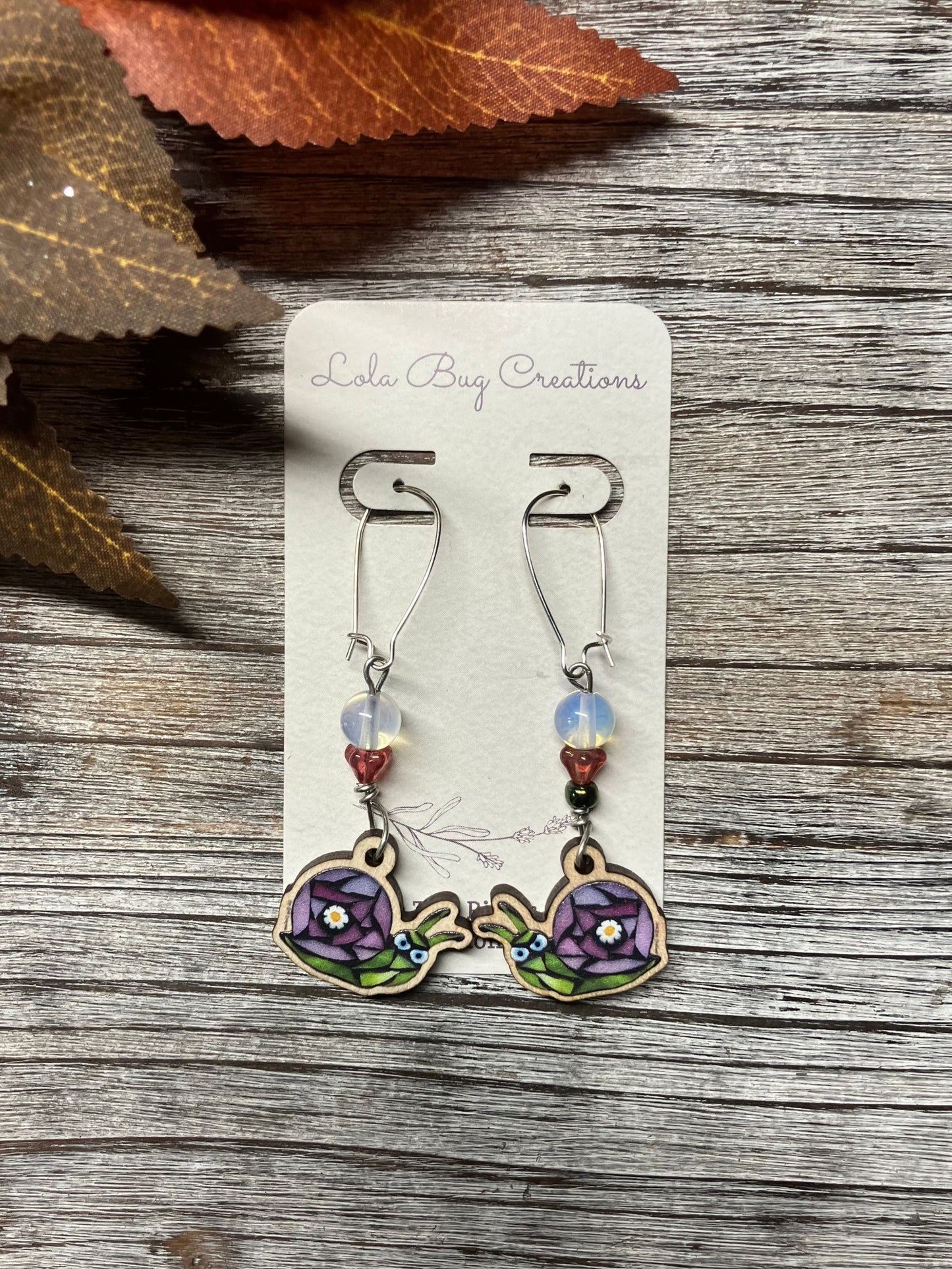 Suck It Snail Wood Earrings