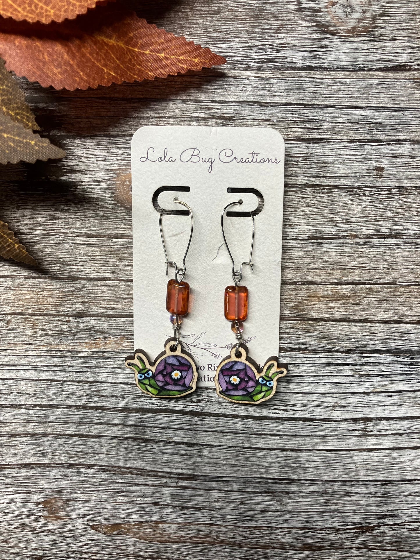 Suck It Snail Wood Earrings