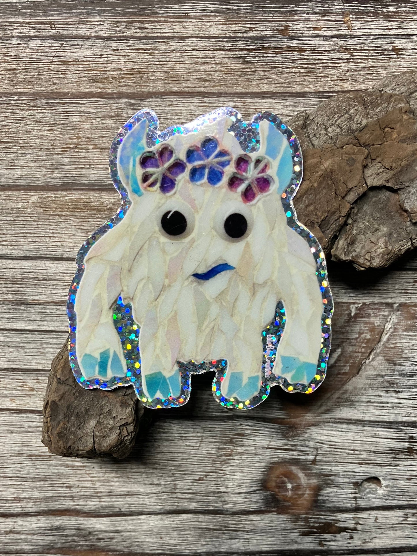 Yeti With Flower Crown glitter Sticker