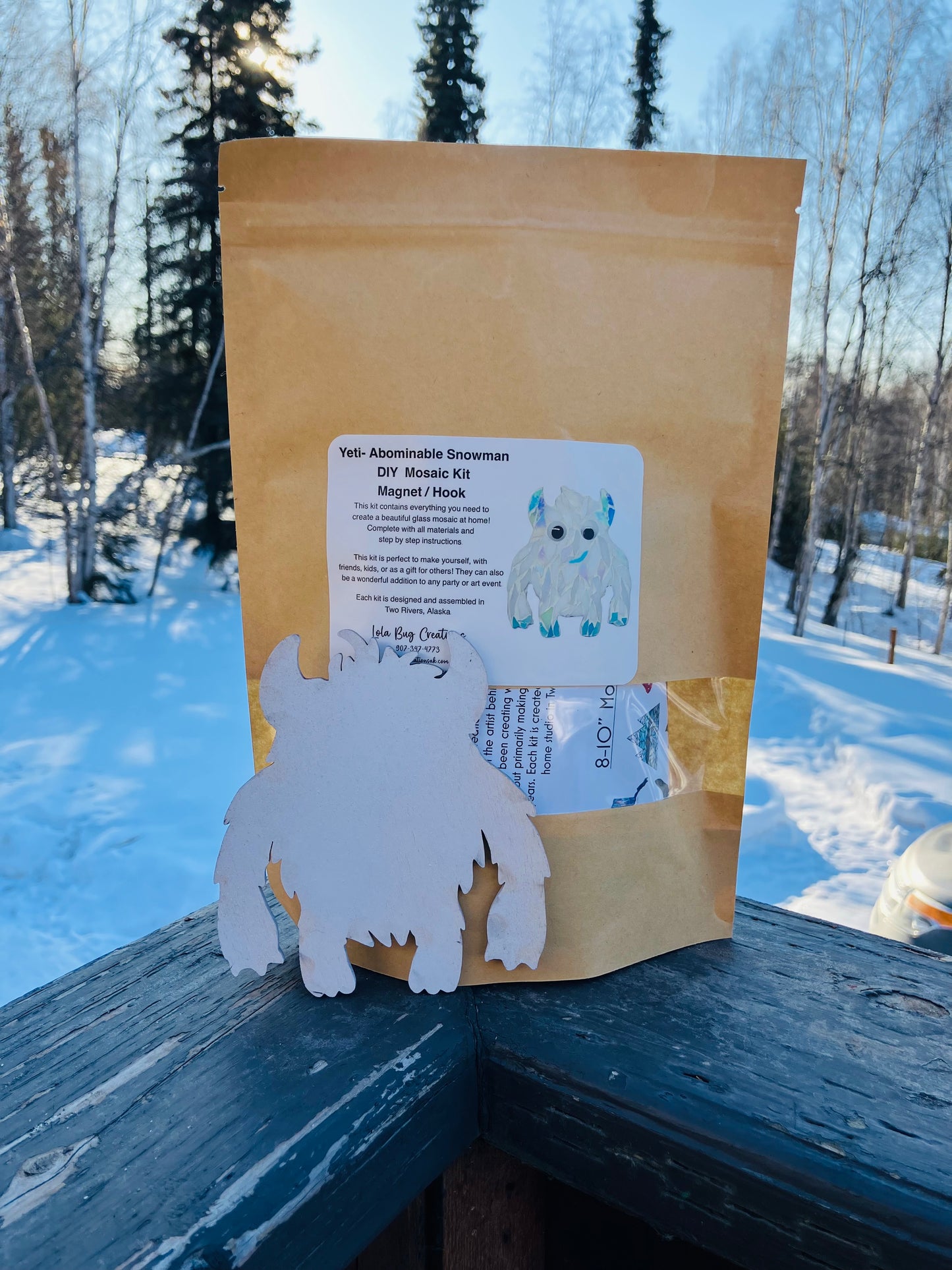 Yeti- Abomidable Snowman- Magnet/ Hanging Glass Mosaic Kit - DIY- Make it yourself