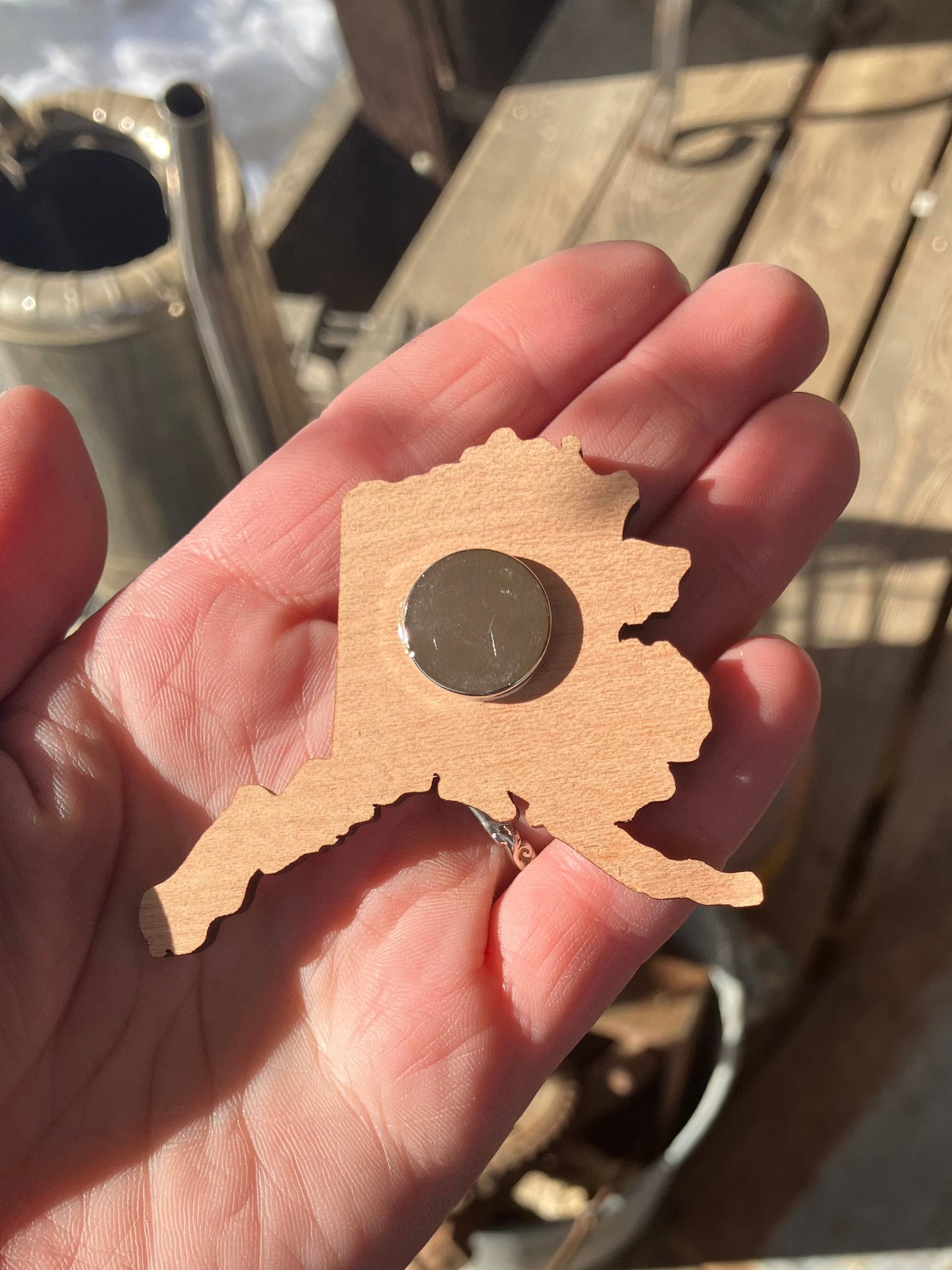 Alaska Mushing Wooden Magnet