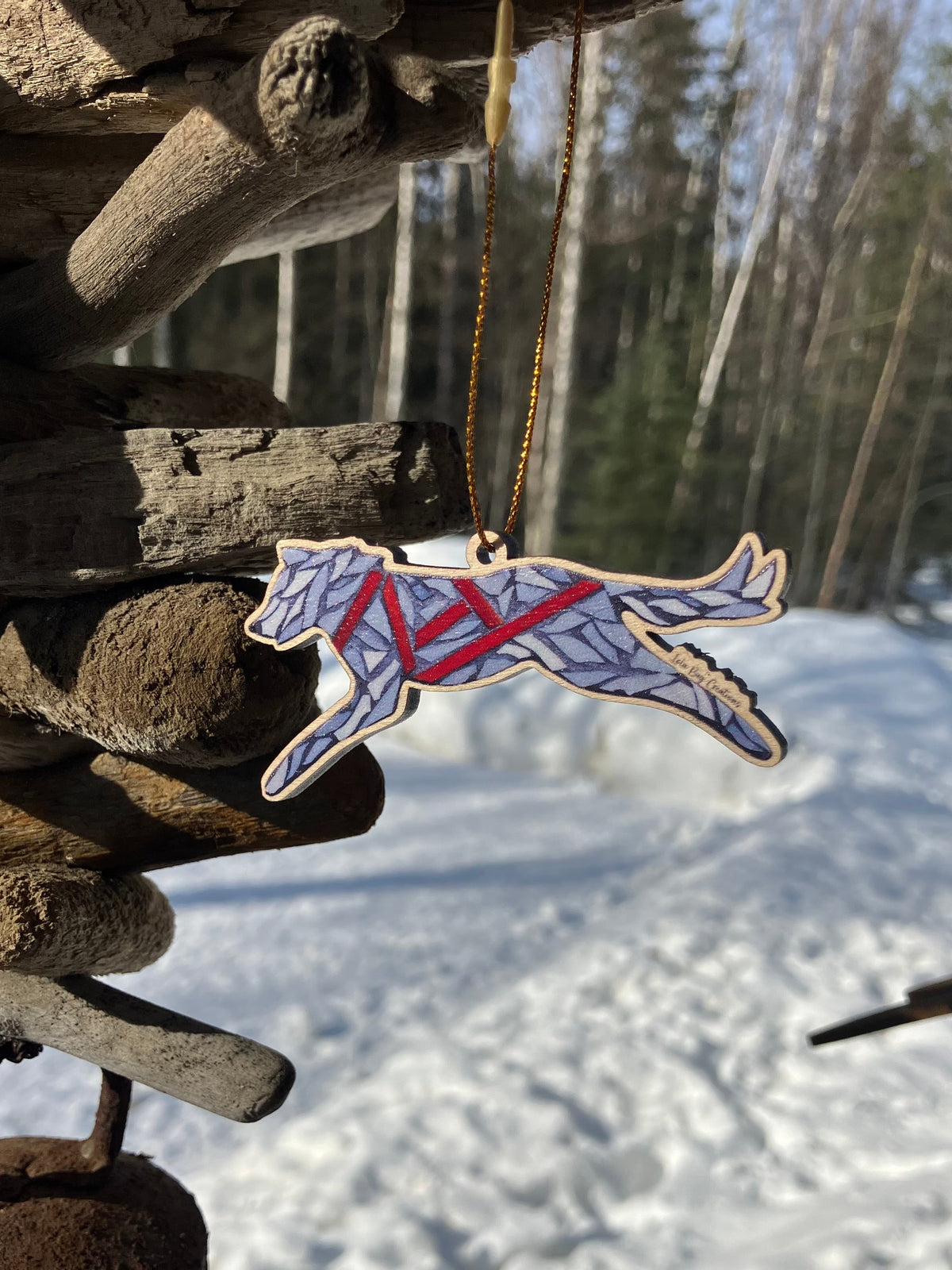 Sled Dog Wood Ornament