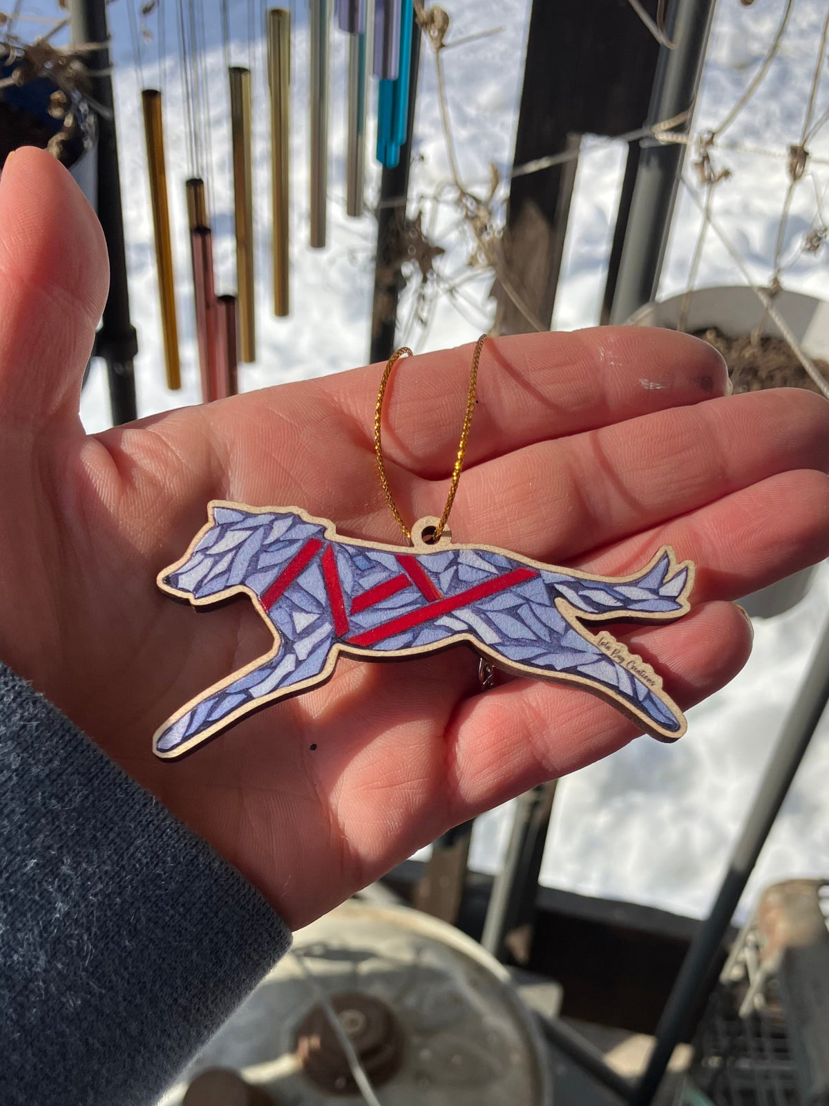 Sled Dog Wood Ornament