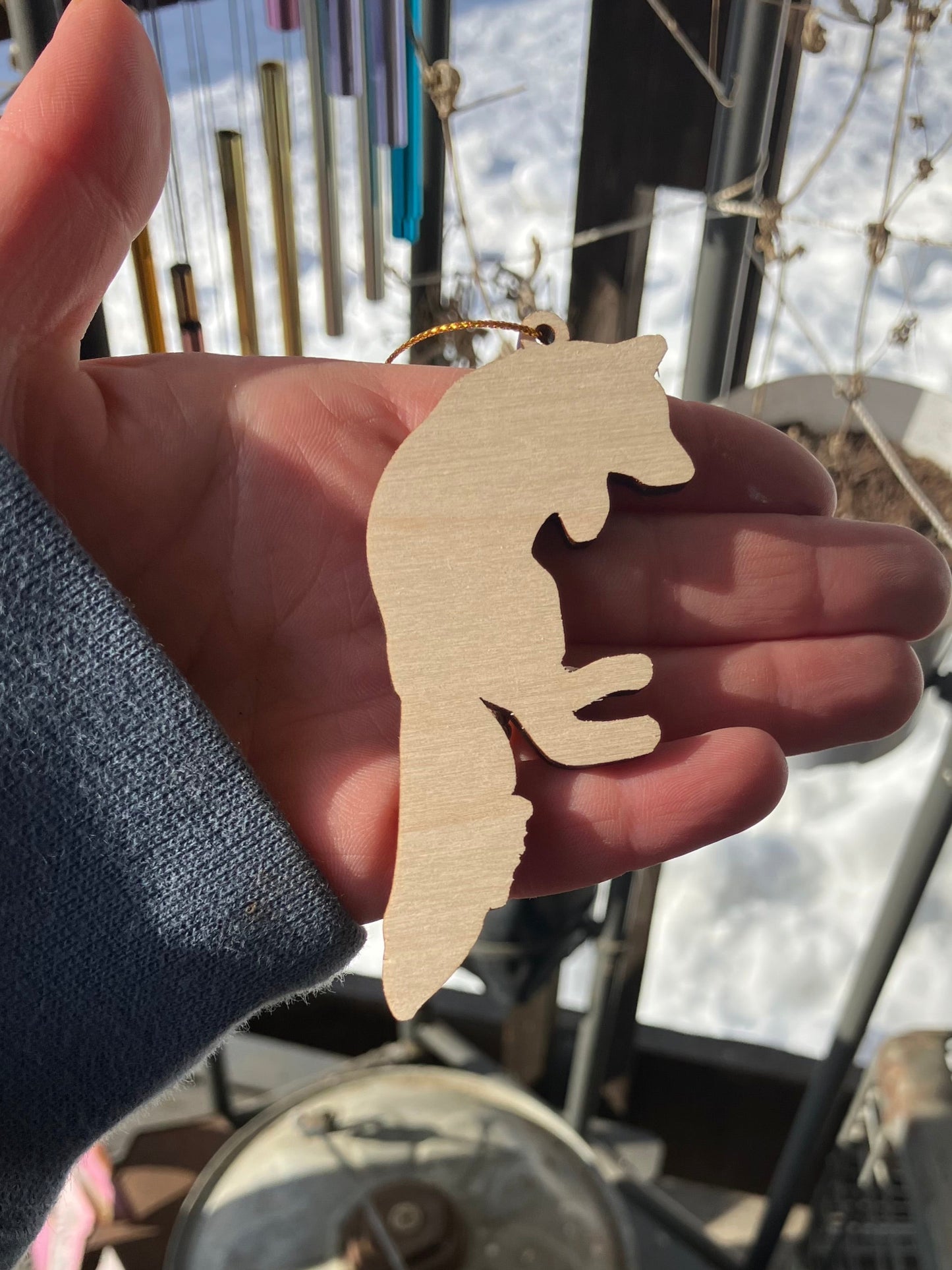 Jumping Fox Wood Ornament