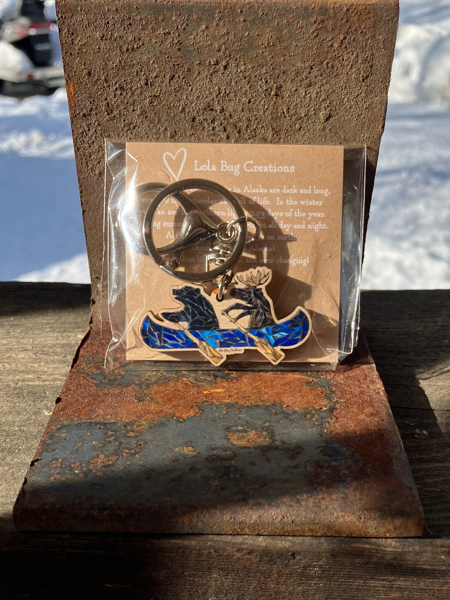 Bear and Moose Wooden Key Chain