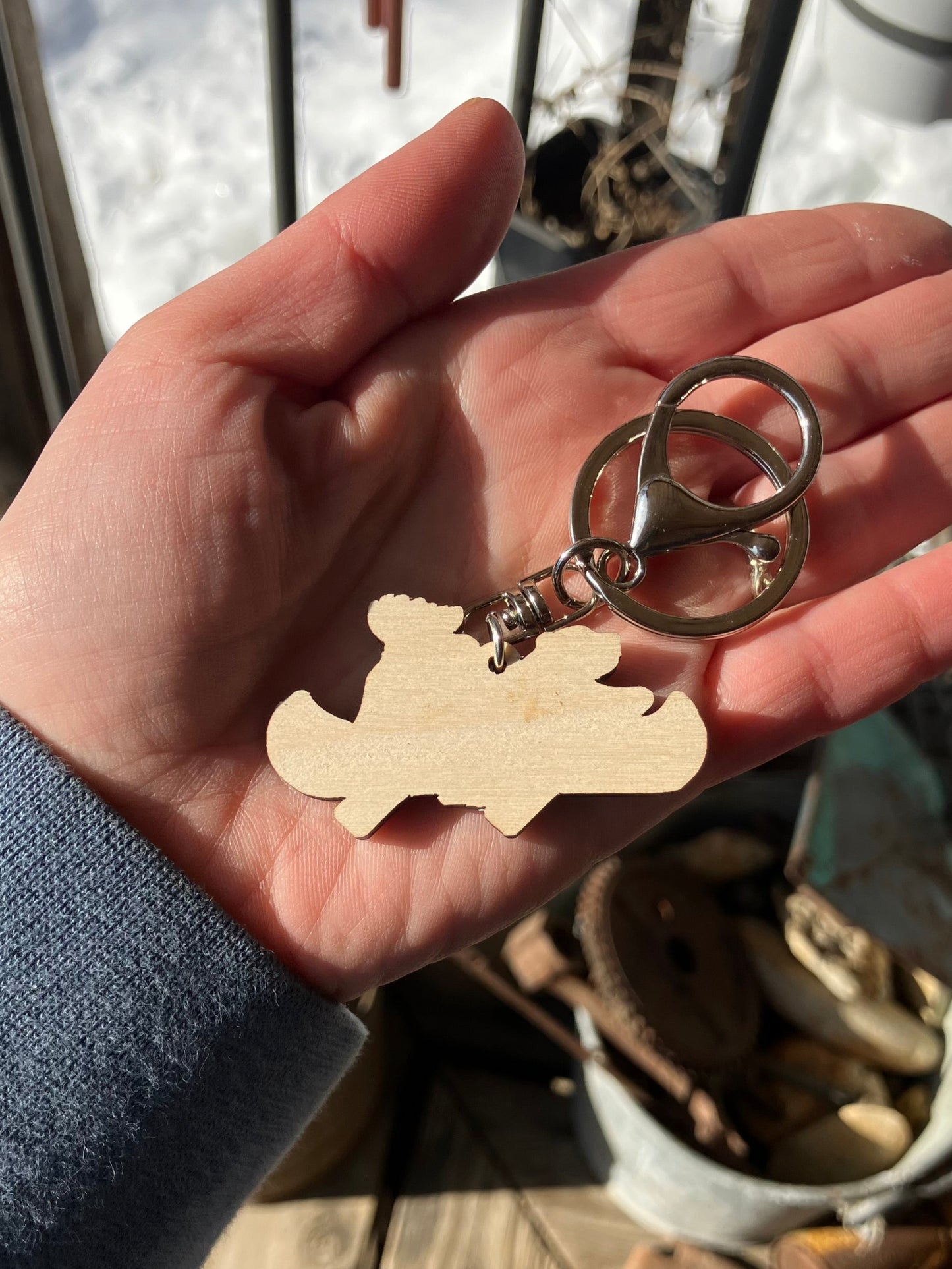 Bear and Moose Wooden Key Chain