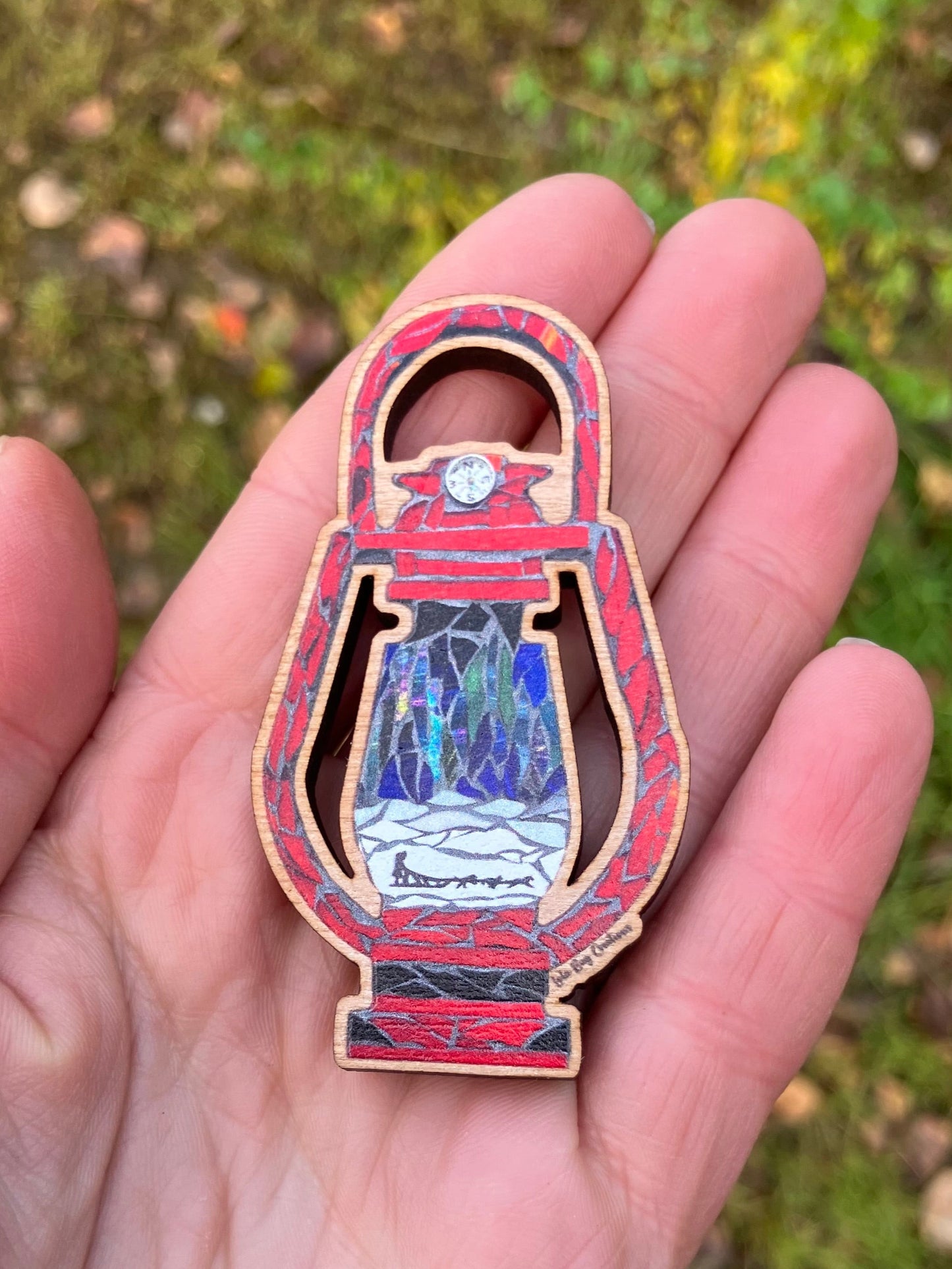 Red Lantern Wood Magnet
