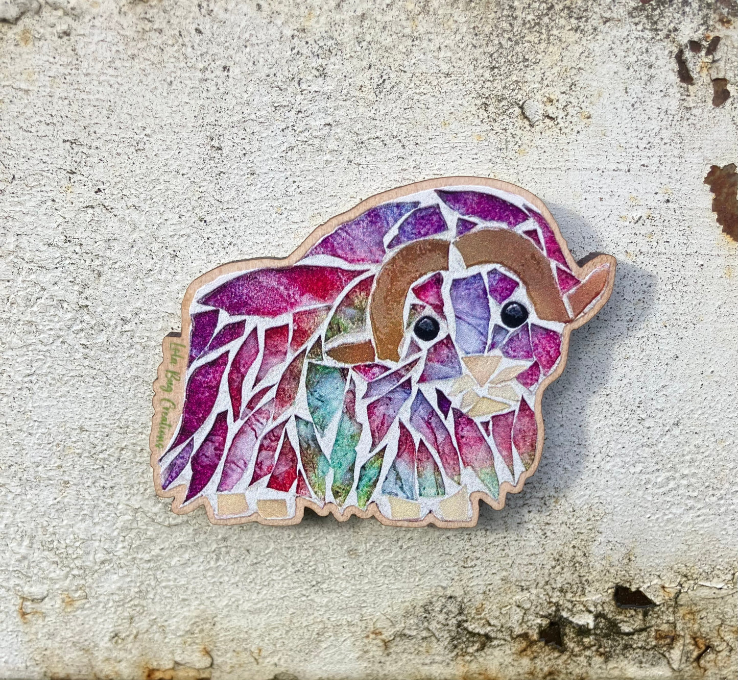 Colorful Musk Ox Wood Magnet