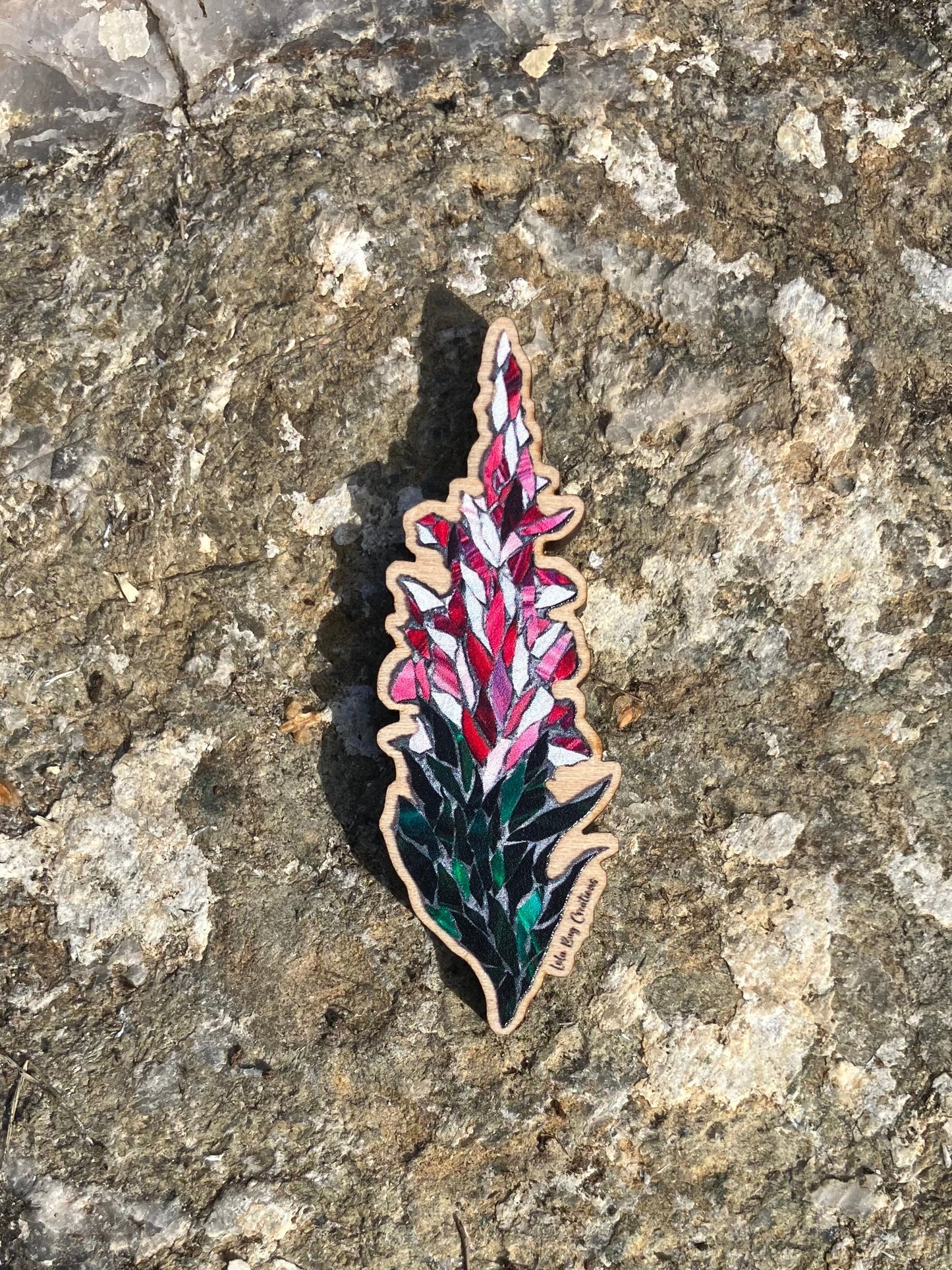 Pink Fireweed Wood Magnet