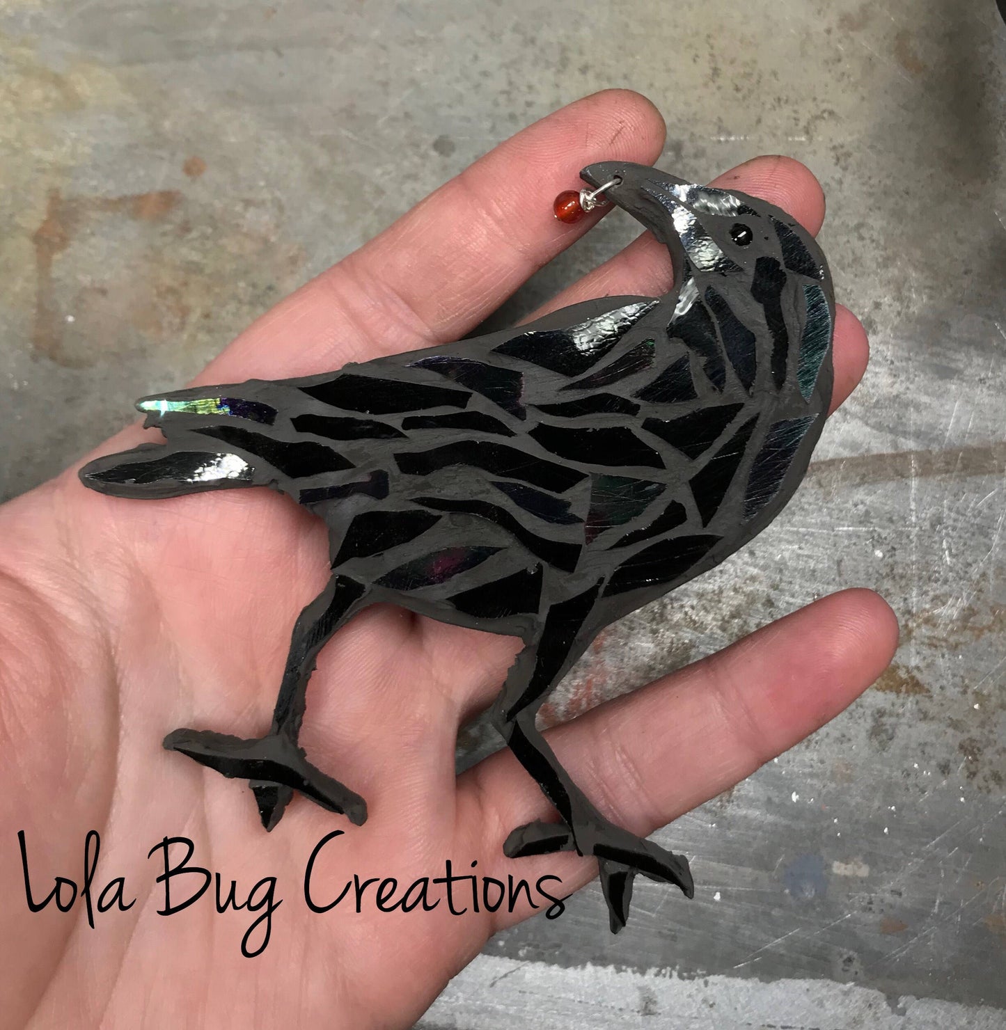 Raven Sassy glass mosaic- Magnet/ Ornament/ Wall Hanging