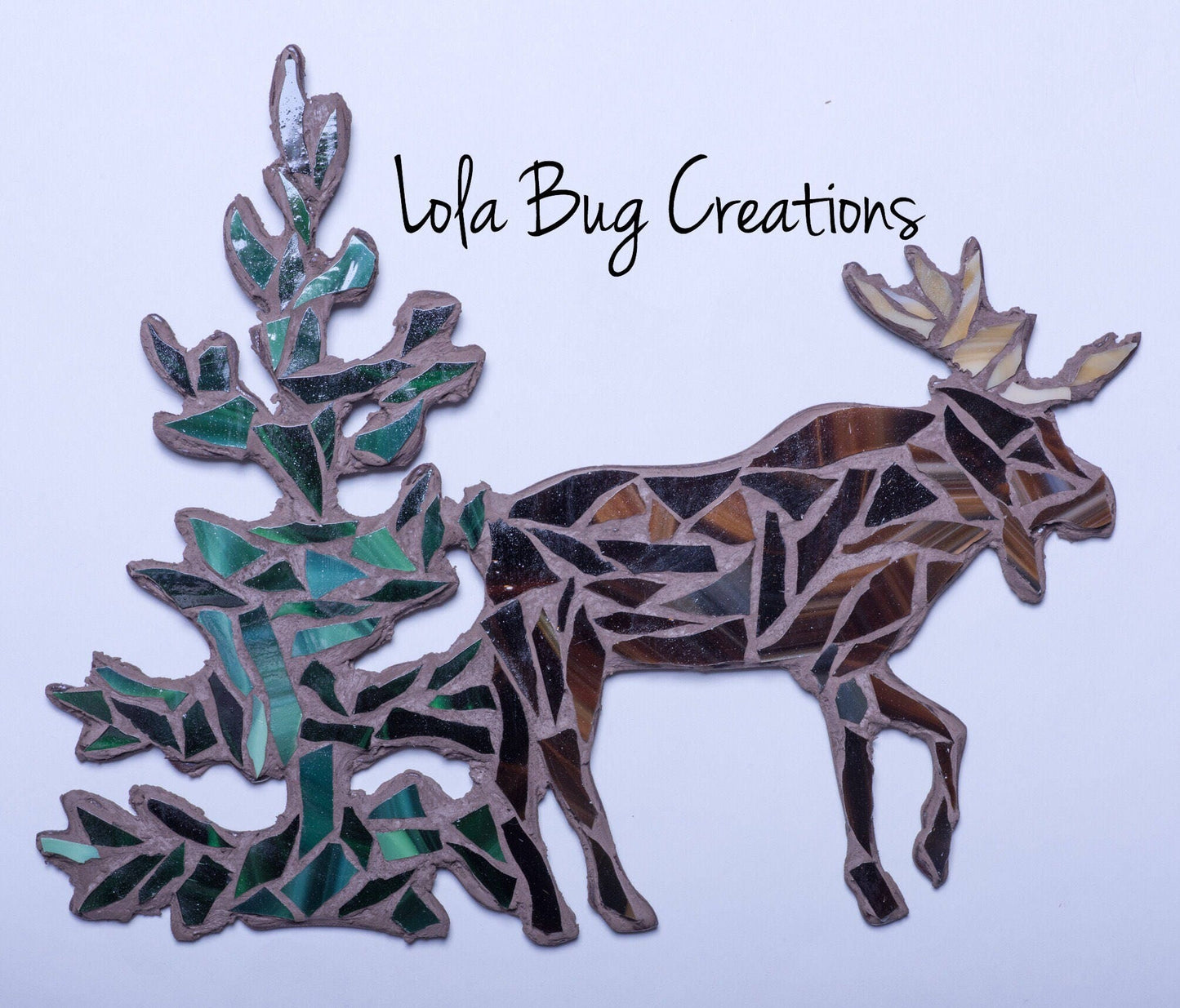 Moose in Trees glass mosaic