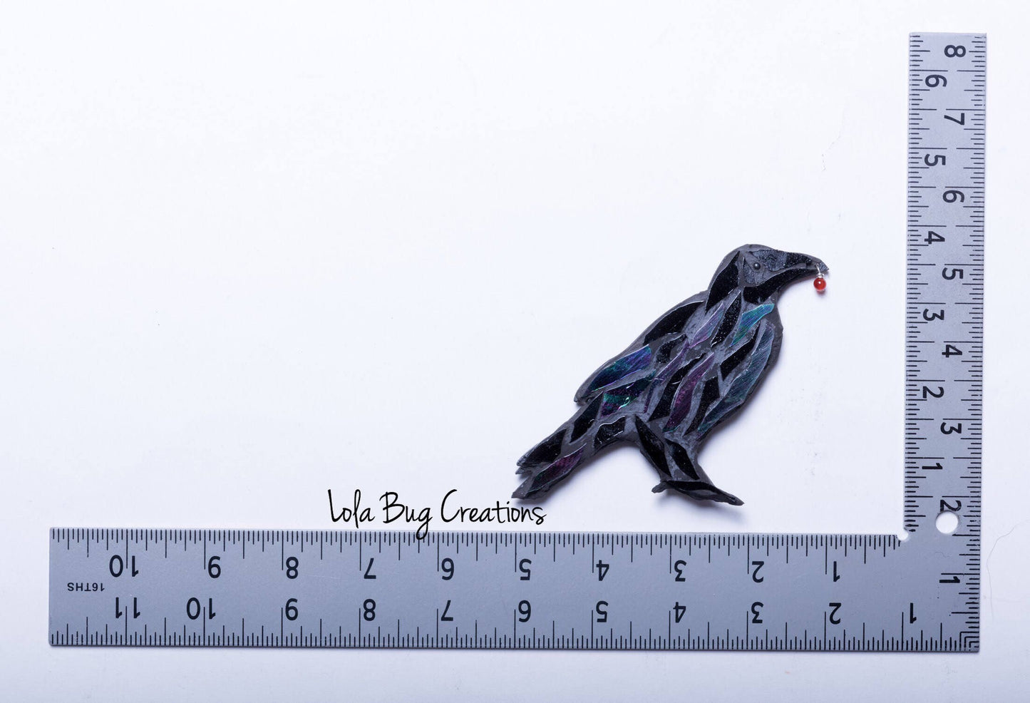 Standing Raven Magnet and/ or Hanging || Raven Art || Glass Mosaic