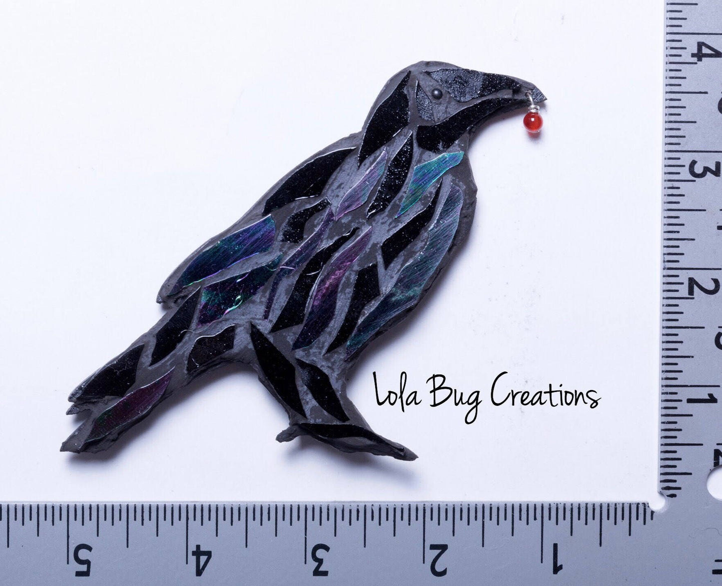 Standing Raven Magnet and/ or Hanging || Raven Art || Glass Mosaic
