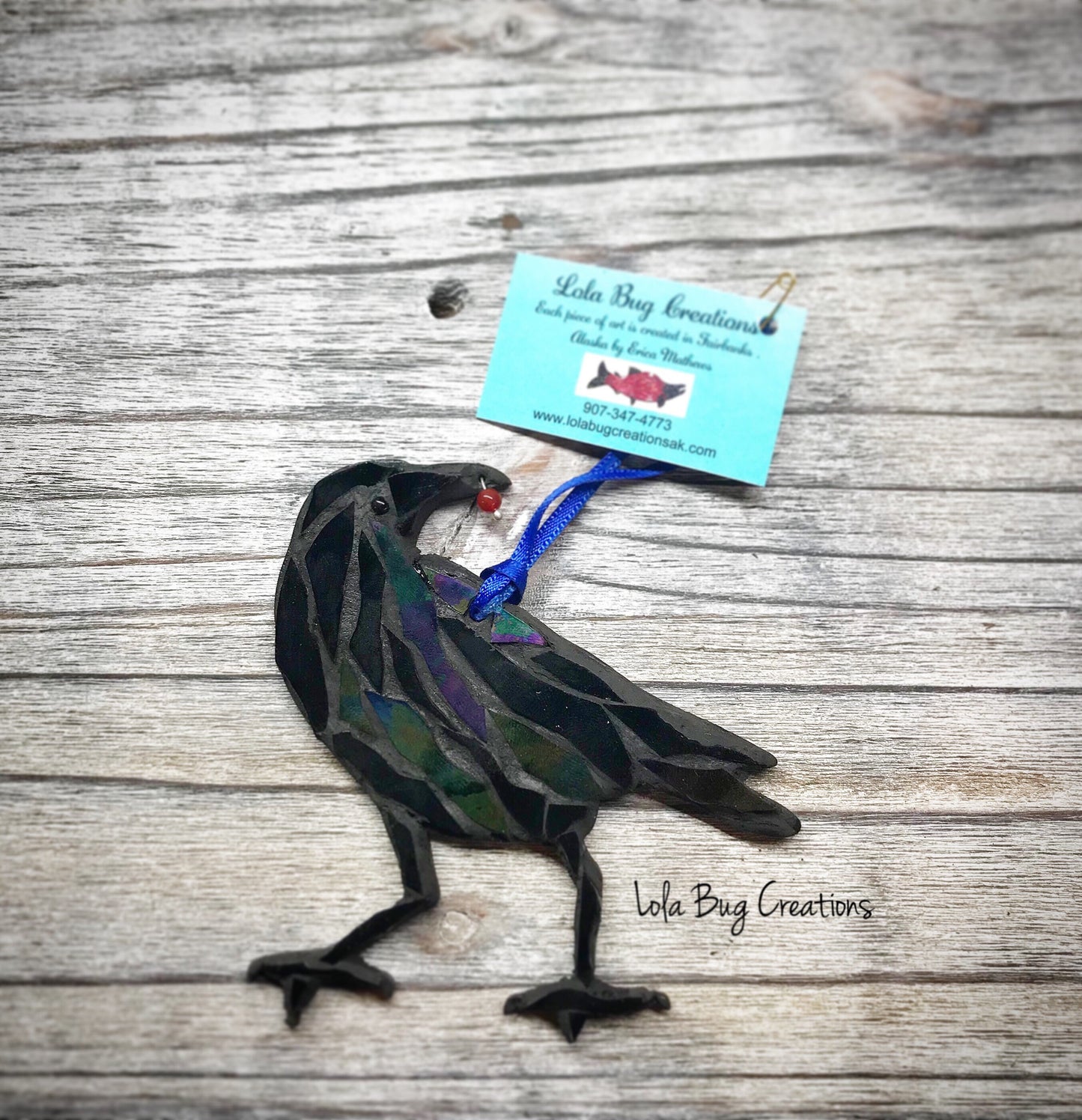 Raven Sassy glass mosaic- Magnet/ Ornament/ Wall Hanging