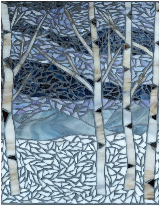 Winter Wonderland Birch Tree Mosaic Print
