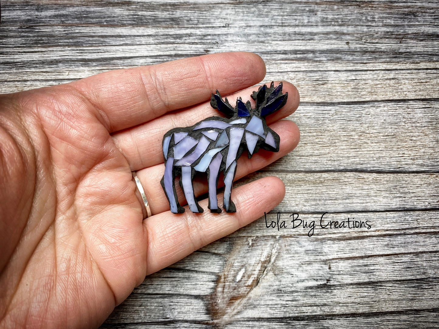 Mini Colorful Moose -Glass Mosaic Magnet