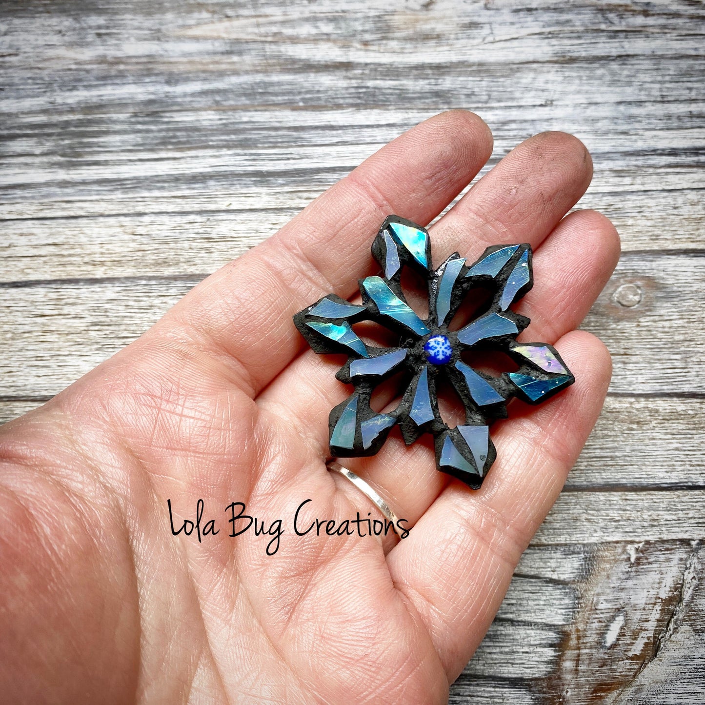 Mini Snowflake -Glass Mosaic Magnet